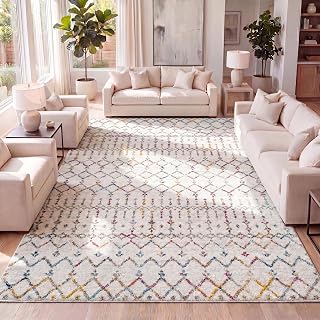 JONATHAN Y Boho Vintage Diamond Ivory/Multi Indoor Area Rug 3X5 ft, Moroccan Hype for Living Room, Bedroom, Kitchen, Off