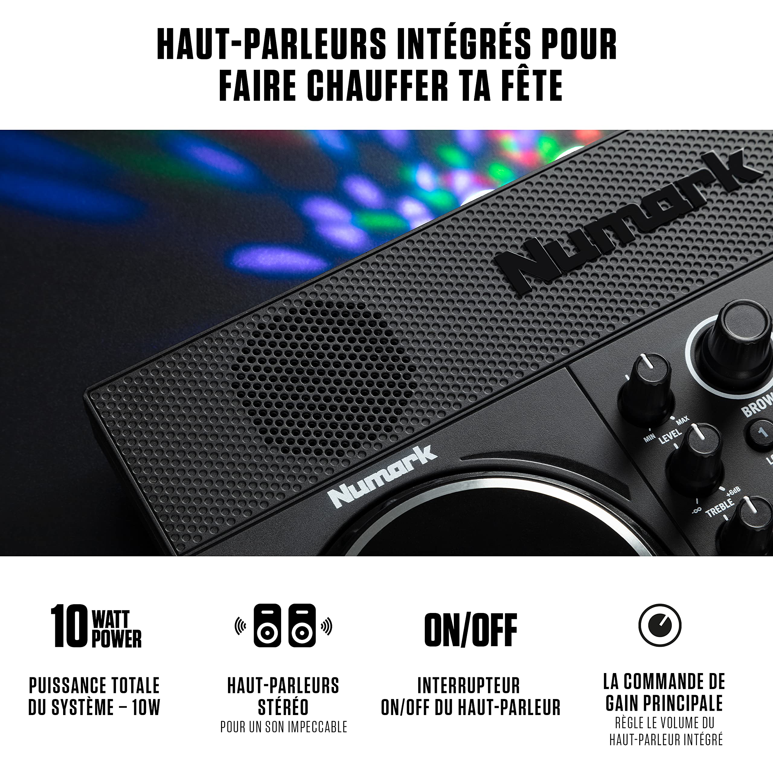 Numark Party Mix Live & HF125 - Contrôleur DJ avec jeux de lumière LED, enceintes et table de mixage DJ pour Serato DJ Lite avec Casque DJ Ultra-Portable