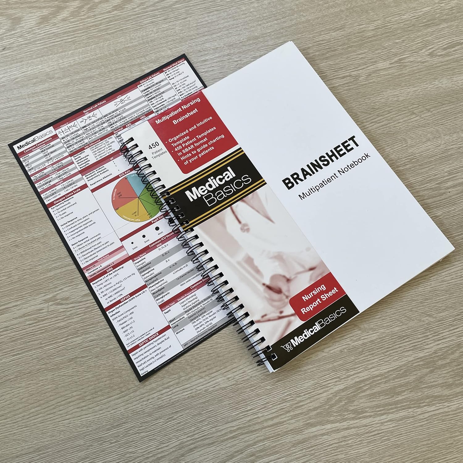 Medical Basics Nursing Brain Sheet Multiple Patient Notebook - Nurse and CNA Report Sheet - 3 Patients per Template