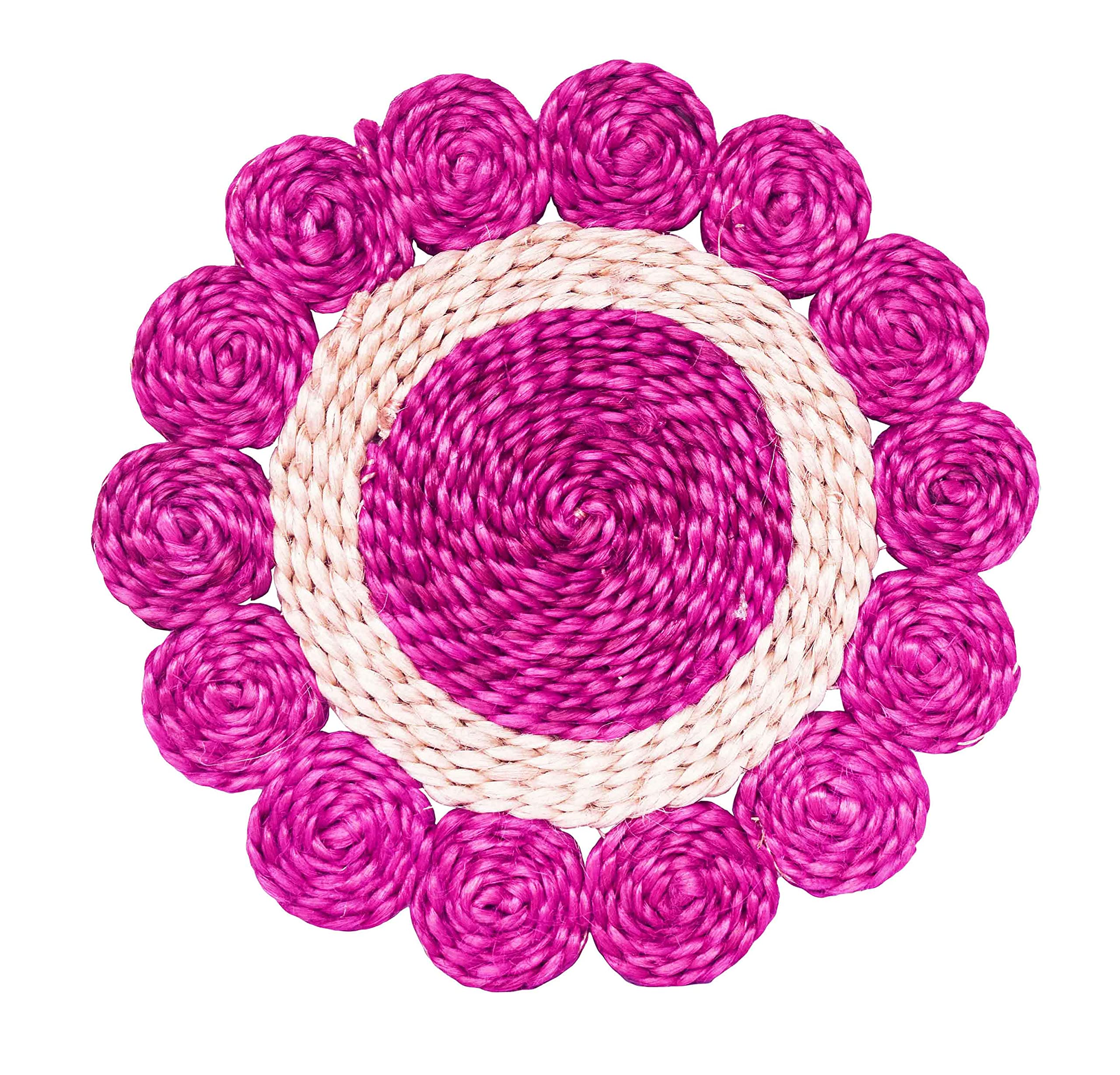 Jute Coin Placemats, Pink, 8 Inch, Set of 2