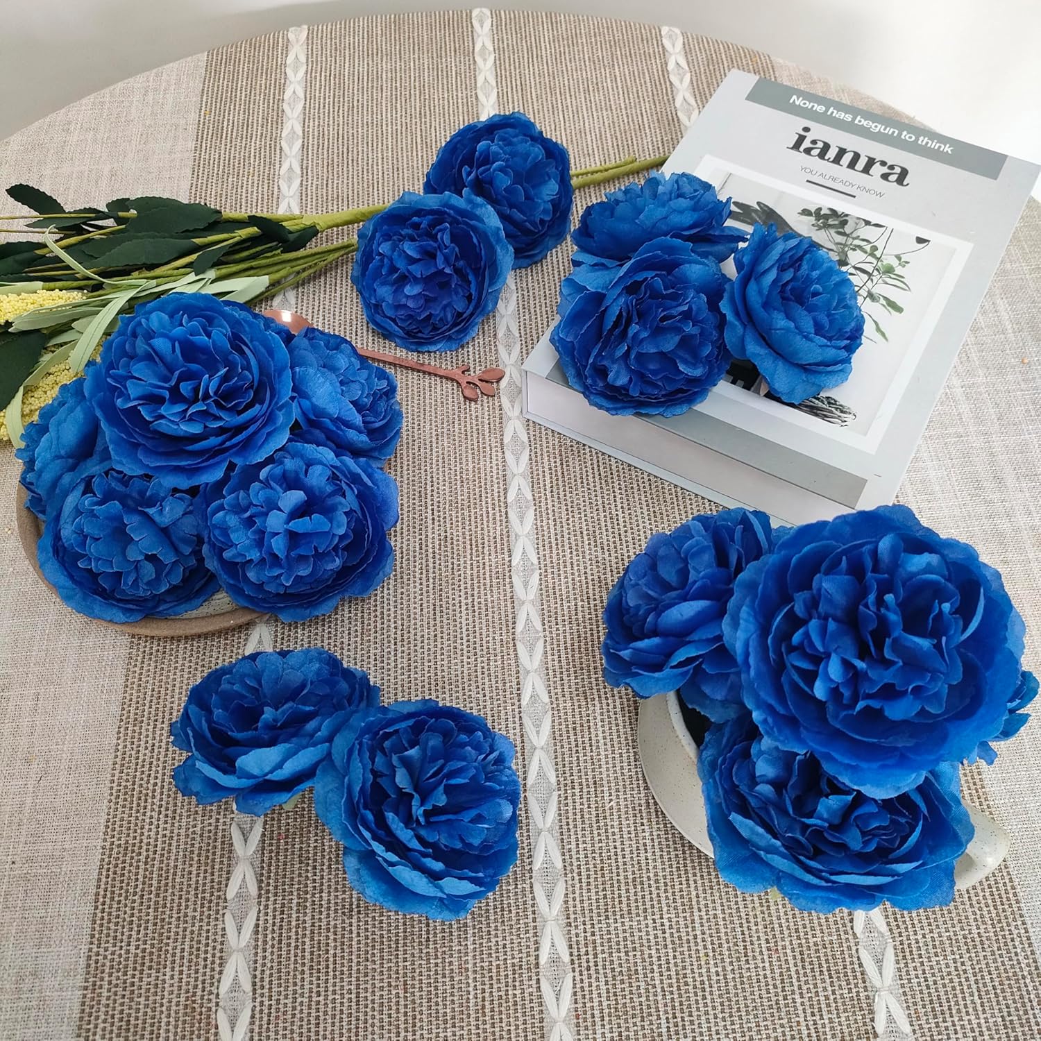40 Pcs Blue Silk Rose Flower Heads, 3.3'' Artificial Plant Decoration, Royal Blue, No Stem, Reusable, DIY Flower Well, Crafts Bouquest - Image 4