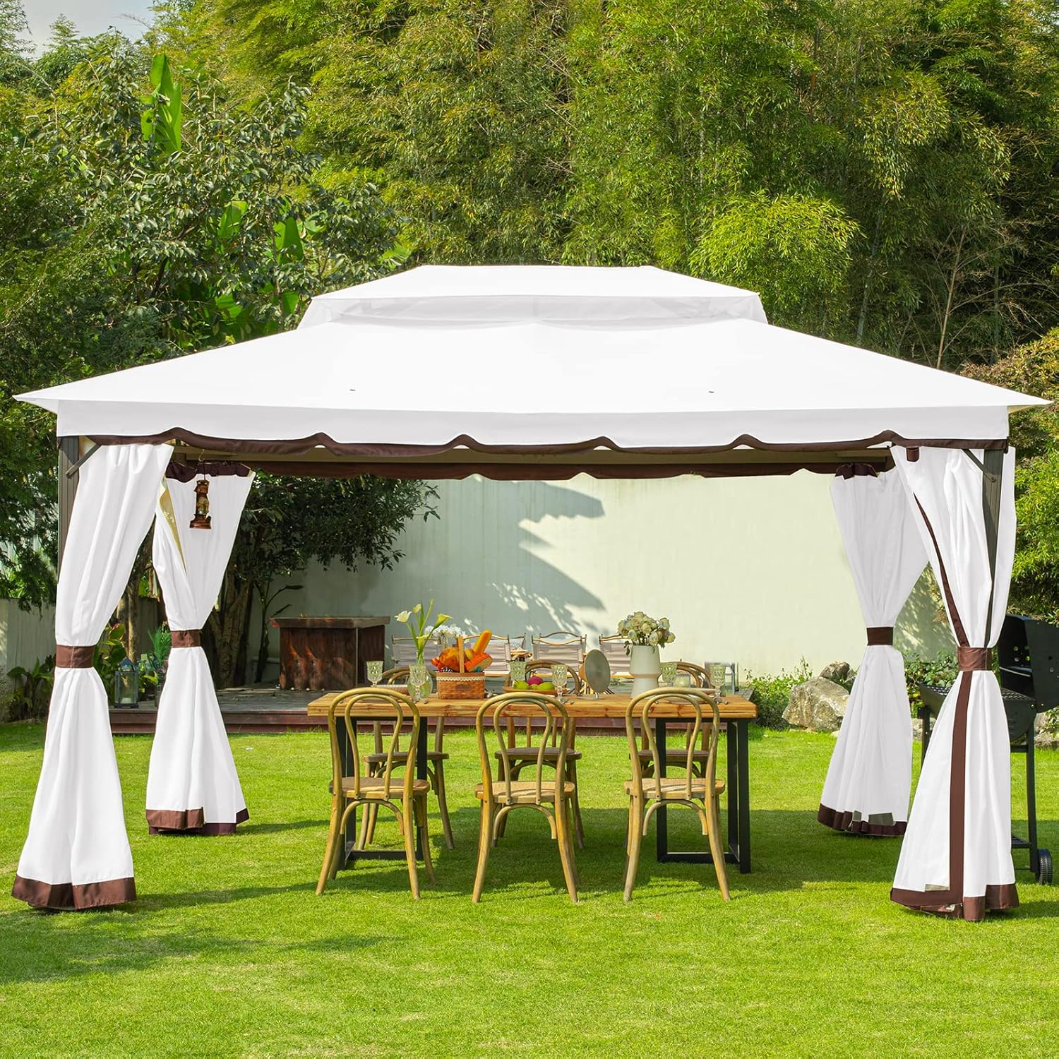 MEWAY Patio Gazebo 10x13 Gazebo with Mosquito Netting