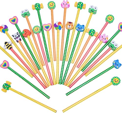 XANADU Lindos lápices para niños, 23 piezas multicolor HB con borradores de animales, lápices personalizados para estudiantes, recuerdos de fiesta