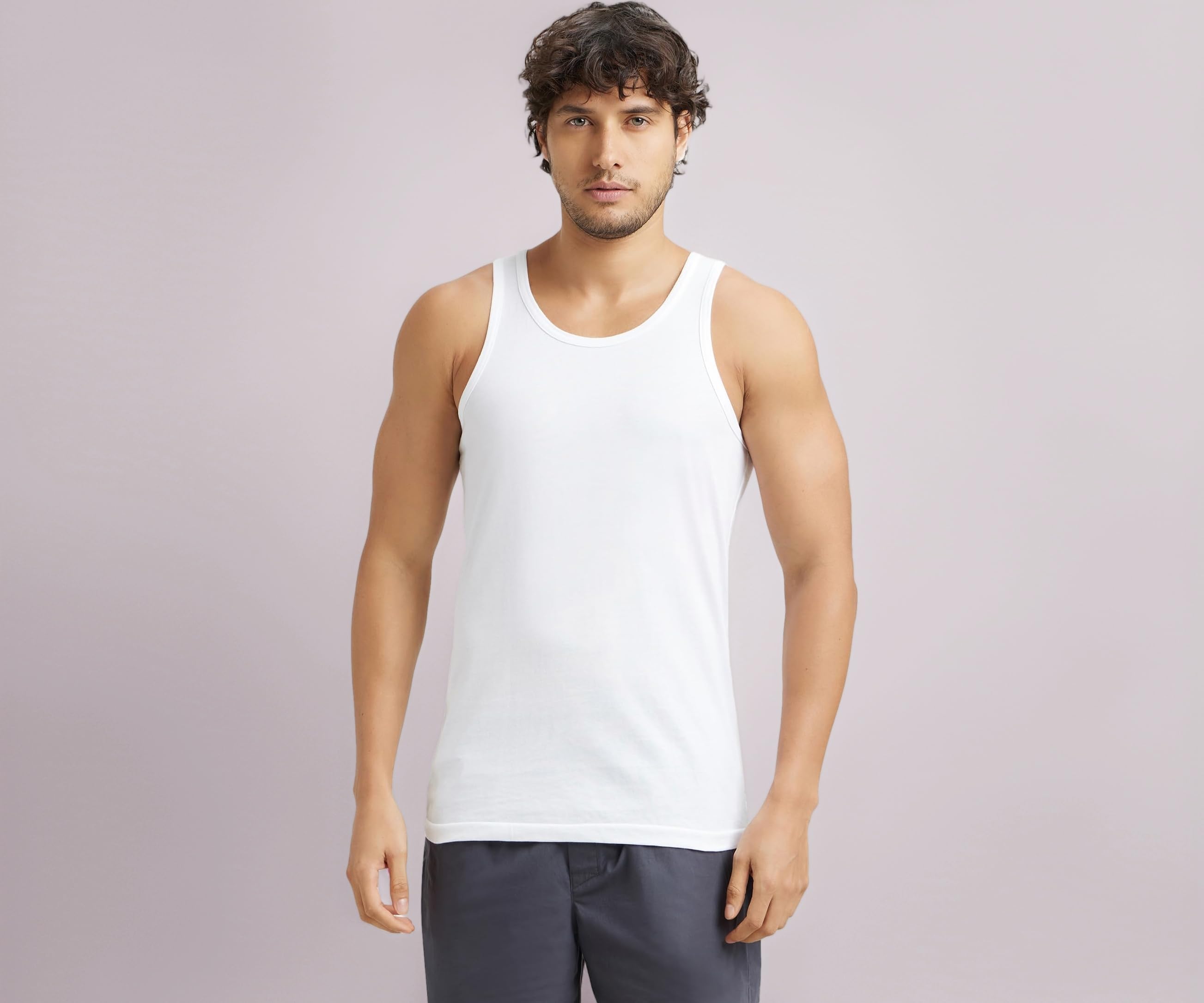 Jockey 8820 Men's Super Combed Cotton Round Neck Sleeveless Vest with Extended Length for Easy Tuck