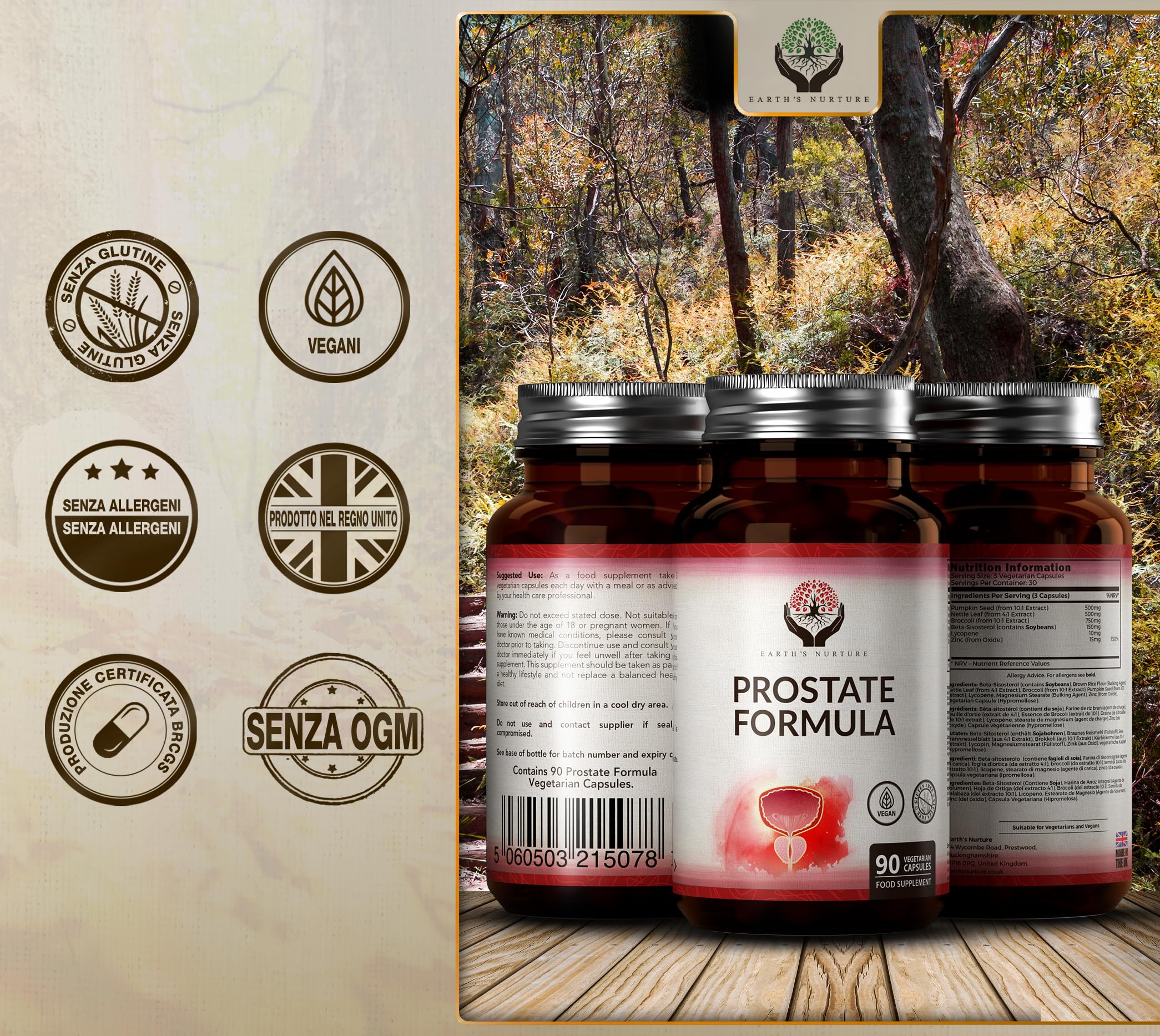 EN Prostata Integratore | 90 Prostata Capsule - ad Alto Dosaggio Con Licopene e Zinco | Non-OGM, Senza Glutine e Allergeni | Prodotto nel Regno Unito
