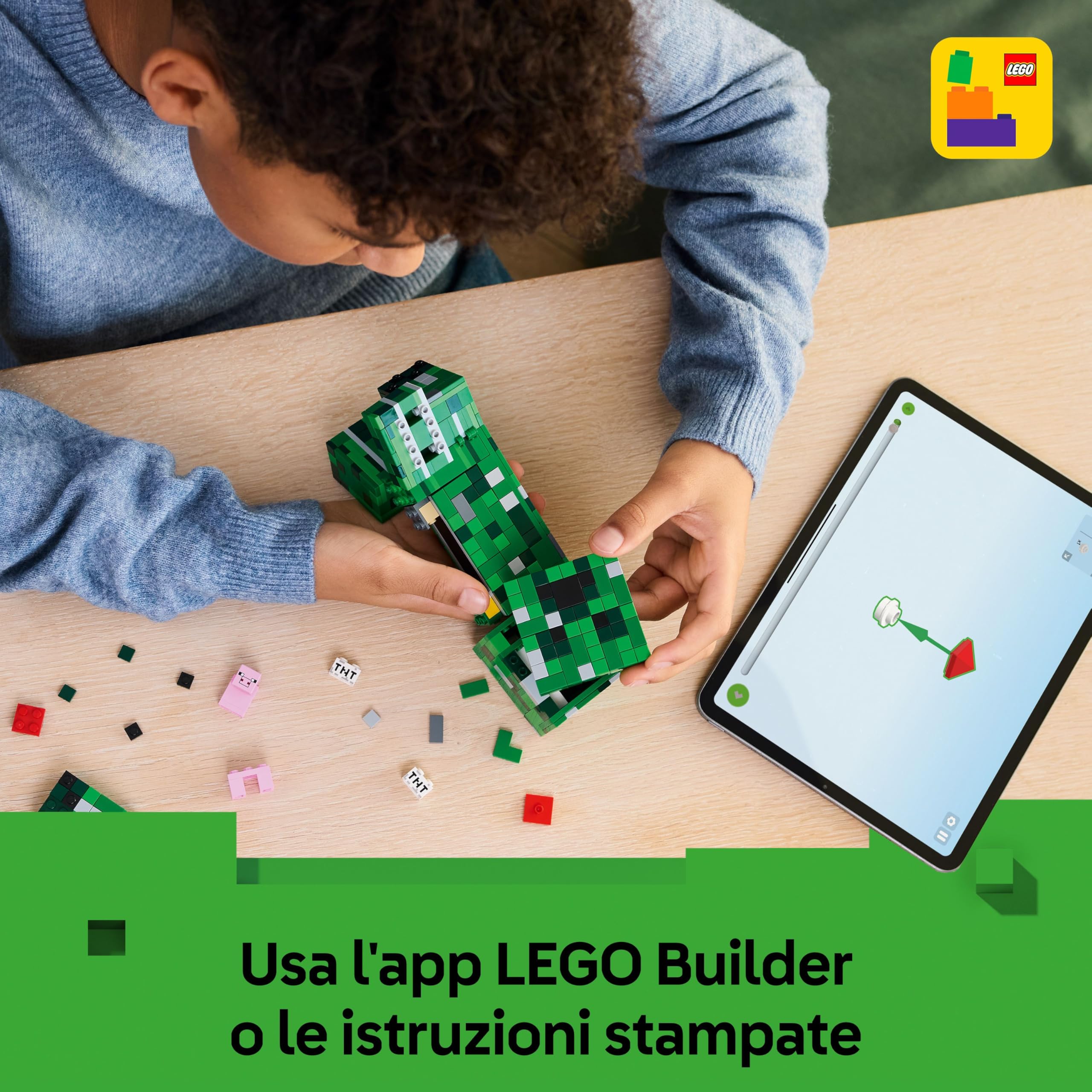 LEGO Minecraft Creeper Giocattolo - Action Figure di Mob Snodabile con Scomparto Segreto con Maiale e Elemento TNT - Regalo per Gamer, Bambini, Bambine e Fan Adolescenti da 10 Anni in su - 21276