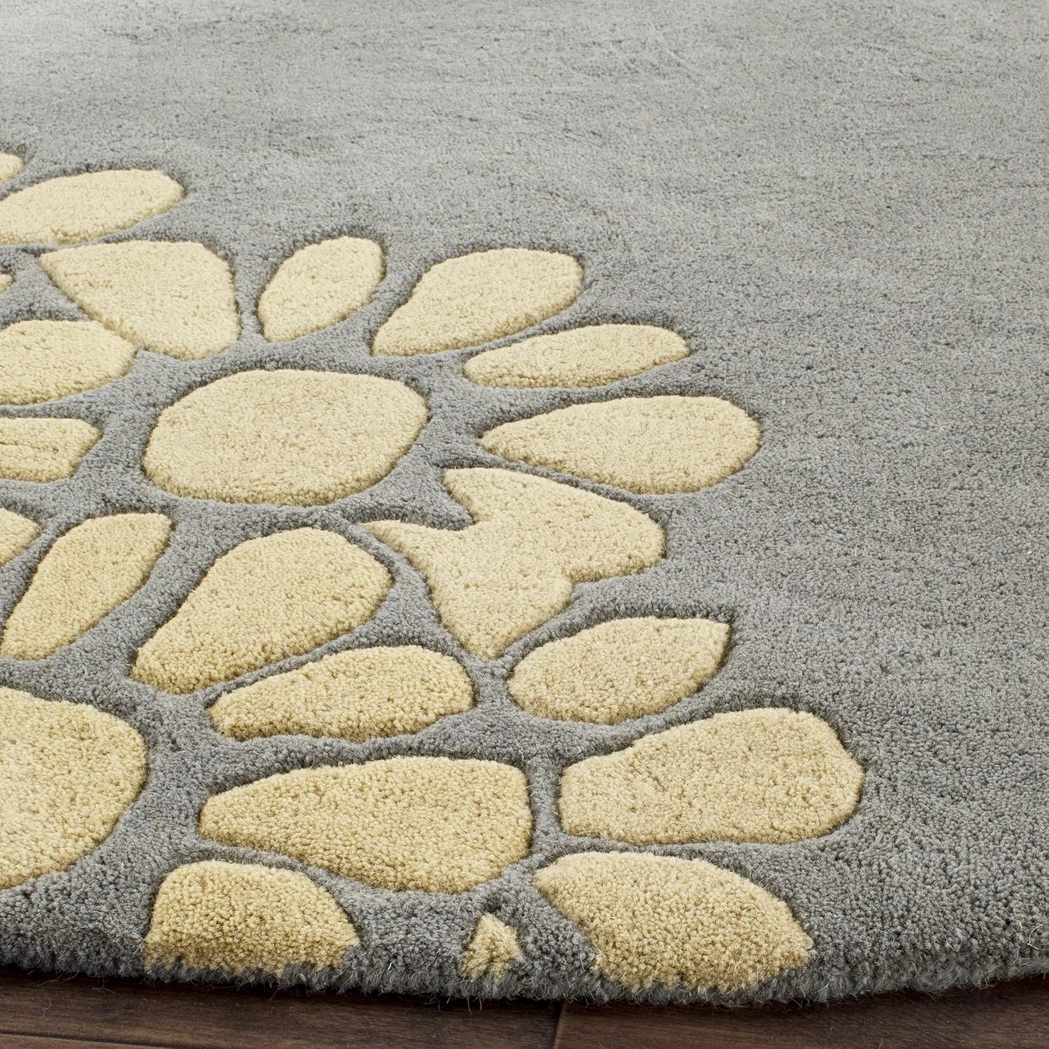 Martha Stewart x SAFAVIEH Area Rug Collection - 8' Round, Cement, Handmade Wool, Ideal for Living Room, Bedroom, Office, Dining Space (MSR4730B)