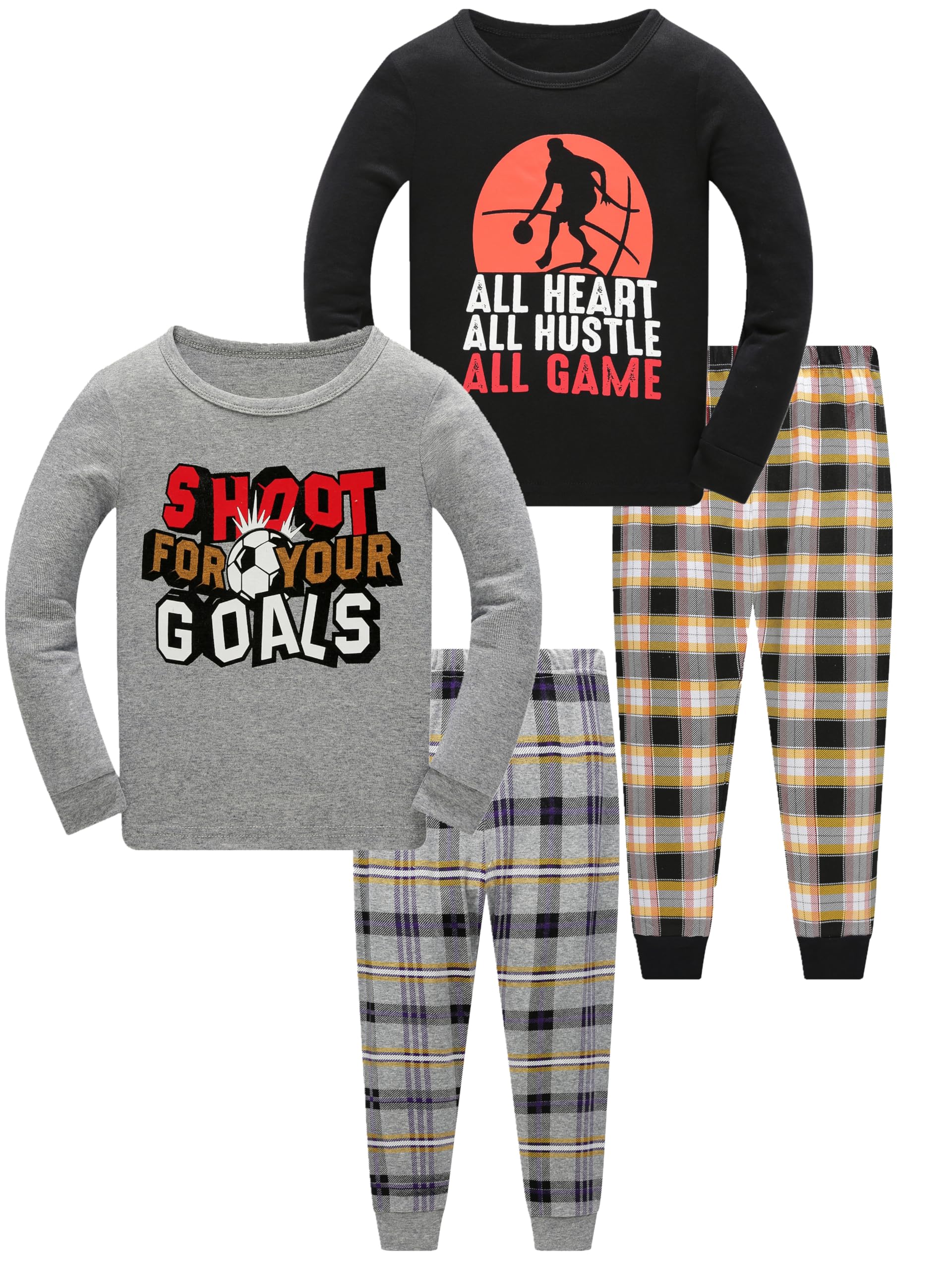 SOIBEEN Pyjamas für Jungen Dinosaurier Nachtwäsche Baumwolle Kleinkind Kleidung Kinder Nachtwäsche Langarm PJs Set 4-teiliges Outfit 1-12 Jahre