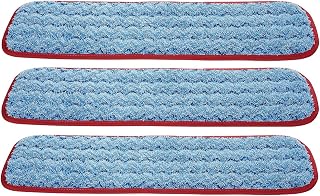 Rubbermaid Commercial Q410 HYGEN Microfiber Room Mop Pad, Damp, Single-Sided, 18-Inch, (Pack of 3) (Red)