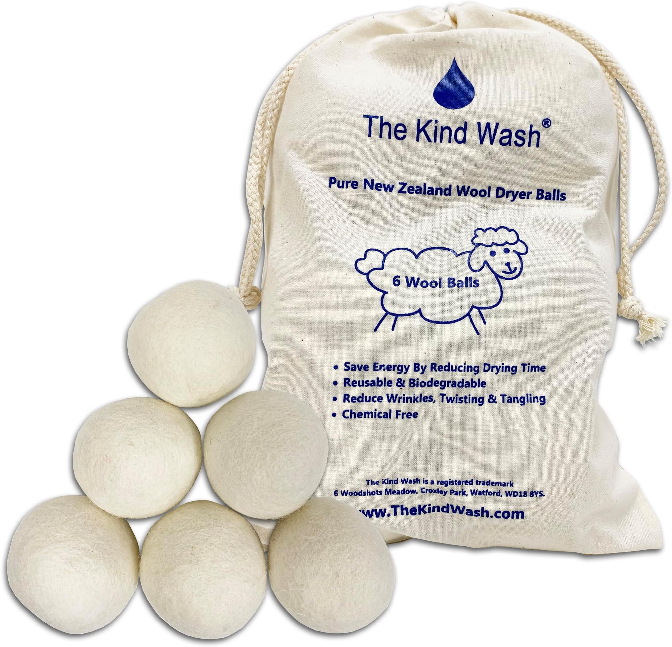Wool Tumble Dryer Balls 6-Pack XL Reusable 1000+ Loads Dryer Balls For Laundry UK 100% Natural New Zealand Wool Balls For Tumble Dryer Wool Dryer Balls Alternative To Tumble Dryer Sheets