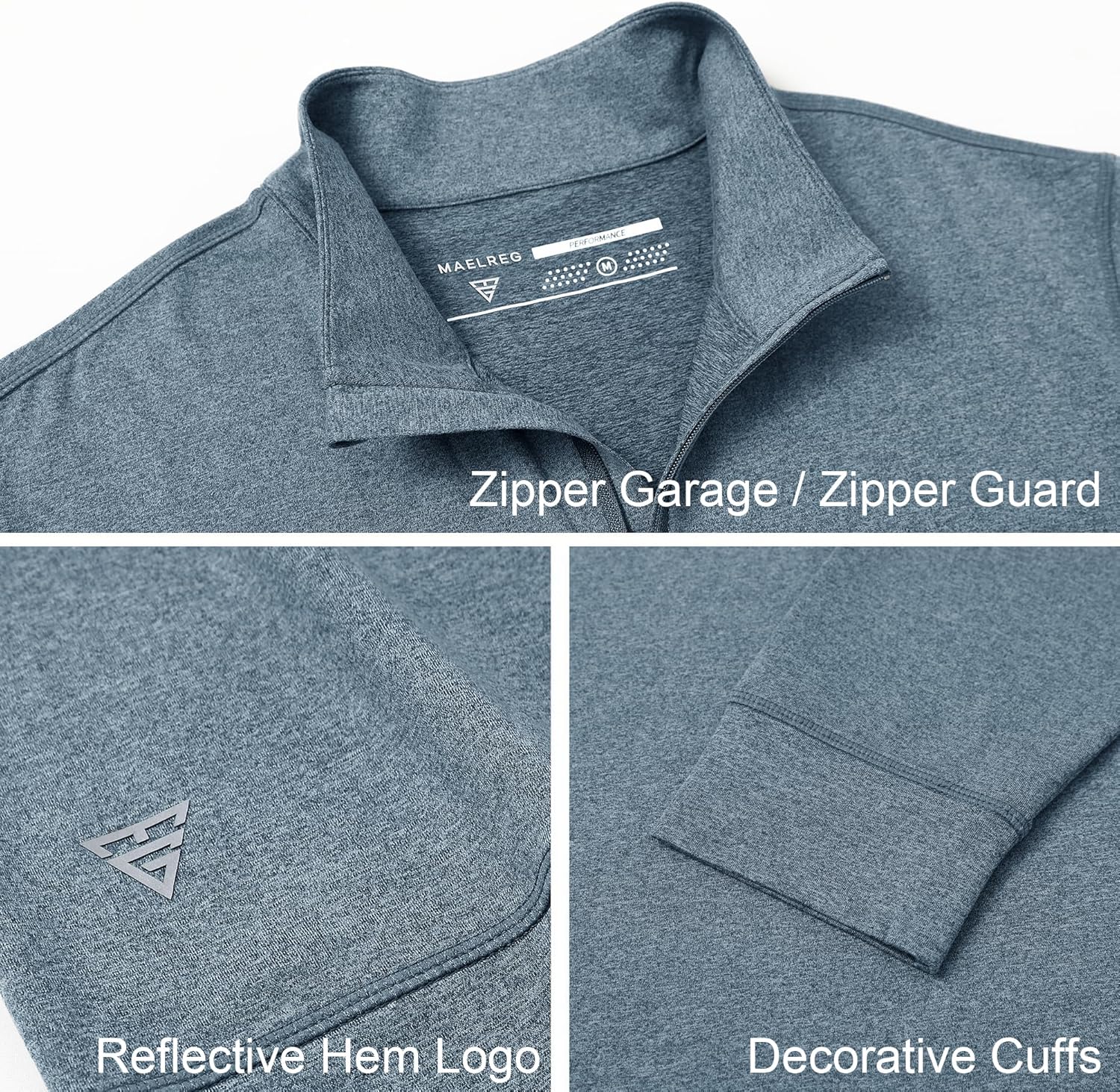 M MAELREG Quarter Zip Pullover Men Moisture Wicking Performance Heather Midlayer Golf 1/4 Zip Pullover Mens Sweatshirt - Image 5