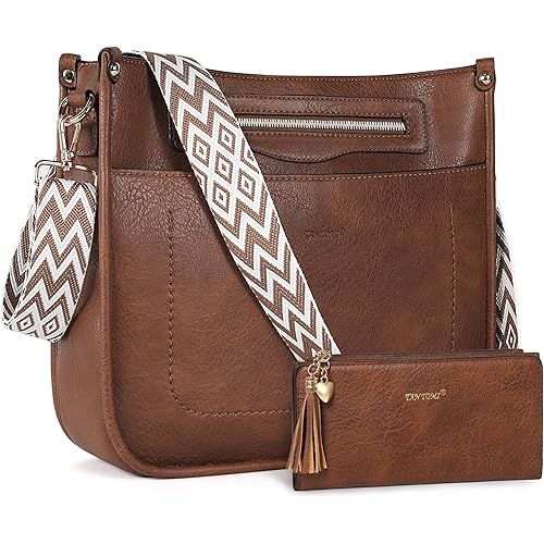TANTOMI 2PCS Crossbody Bags for Women, Vegan Leather Purses for Women, Hobo Handbags Wallet Set with Adjustable Guitar Strap