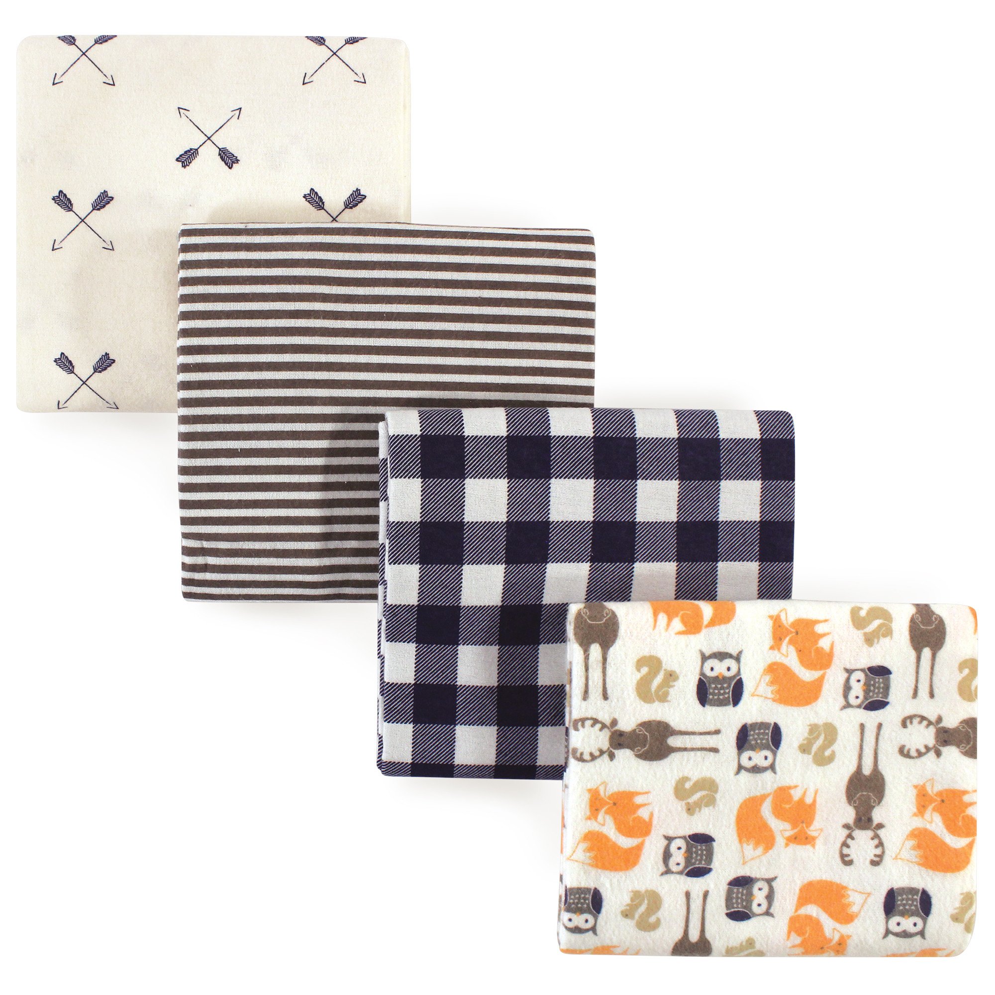 Hudson Baby Unisex Baby Cotton Flannel Receiving Blankets, Forest, One Size