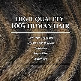 GOO GOO Clip in Hair Extensions Real Human Hair, Remy Human Hair Extensions Clip ins for Women, Natural Human Hair, 12inch 85g 7Pcs, 1B/6/1B Balayage Natural Black to Chestnut Brown