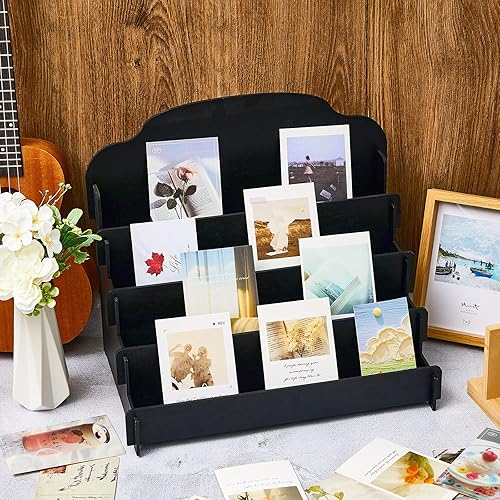 Miniatura 4 de Barydat Soporte de exhibición de tarjetas de felicitación escalonadas, soporte de exhibición de calcomanías de madera, multiusos, soporte de