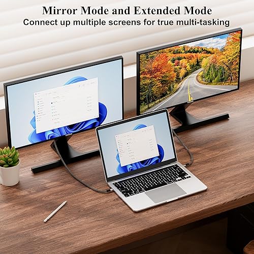 Miniatura 7 de Cable USB C USB C a HDMI de 50 pies, USB 3.1 tipo C a HDMI 2.0 cable trenzado con 2 adaptadores HDMI, compatible con Thunderbolt 3 para MacBook