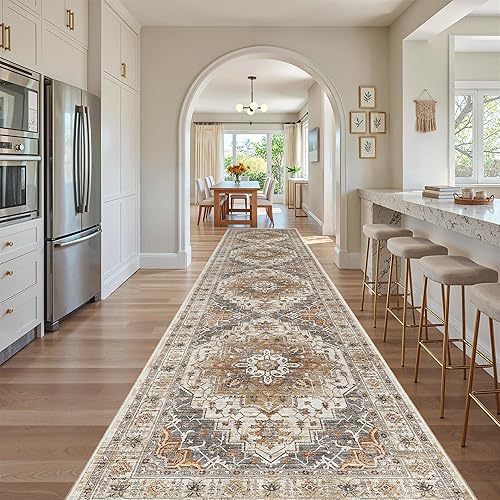 Miniatura 162 de Madane Alfombra lavable de 2 x 3 pies, alfombra de entrada pequeña, antideslizante, vintage, para entrada interior, alfombra de pelo bajo