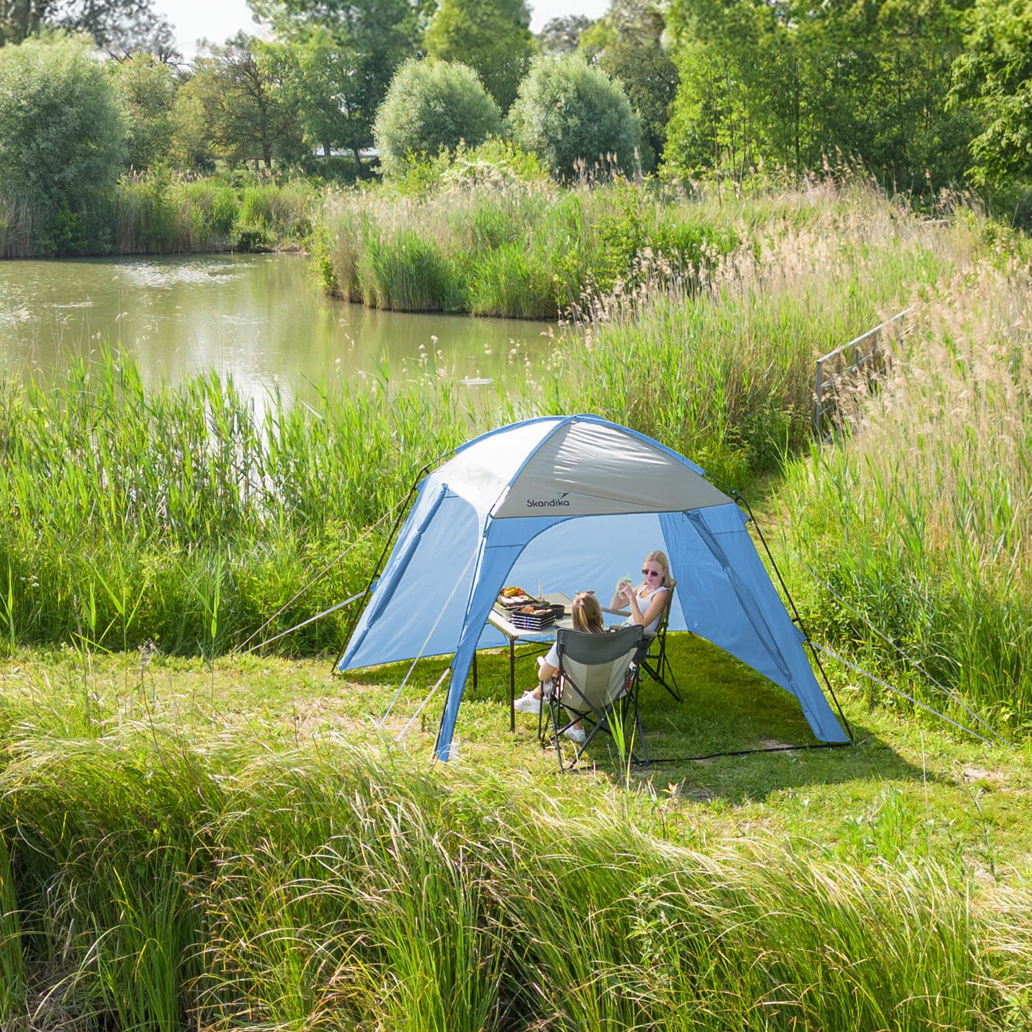 Skandika Pavellón Inari 300 Carpa jardín/Camping/Outdoor con Paredes Laterales integradas - 300 x 300 cm - Altura 210 cm