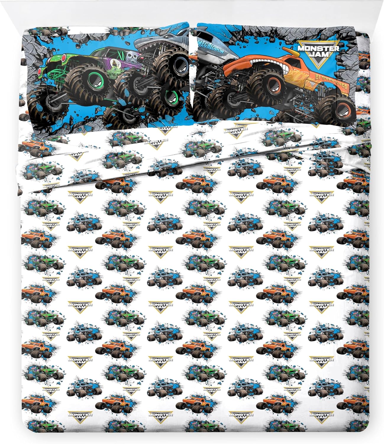 Jay Franco Kids Comforter Set Includes Sheets and Pillow Covers - Soft and Cozy Bed Set for Stylish Room Decor, Gray - Monster Jam 01, 7 Piece Queen Size Bedding - Image 6