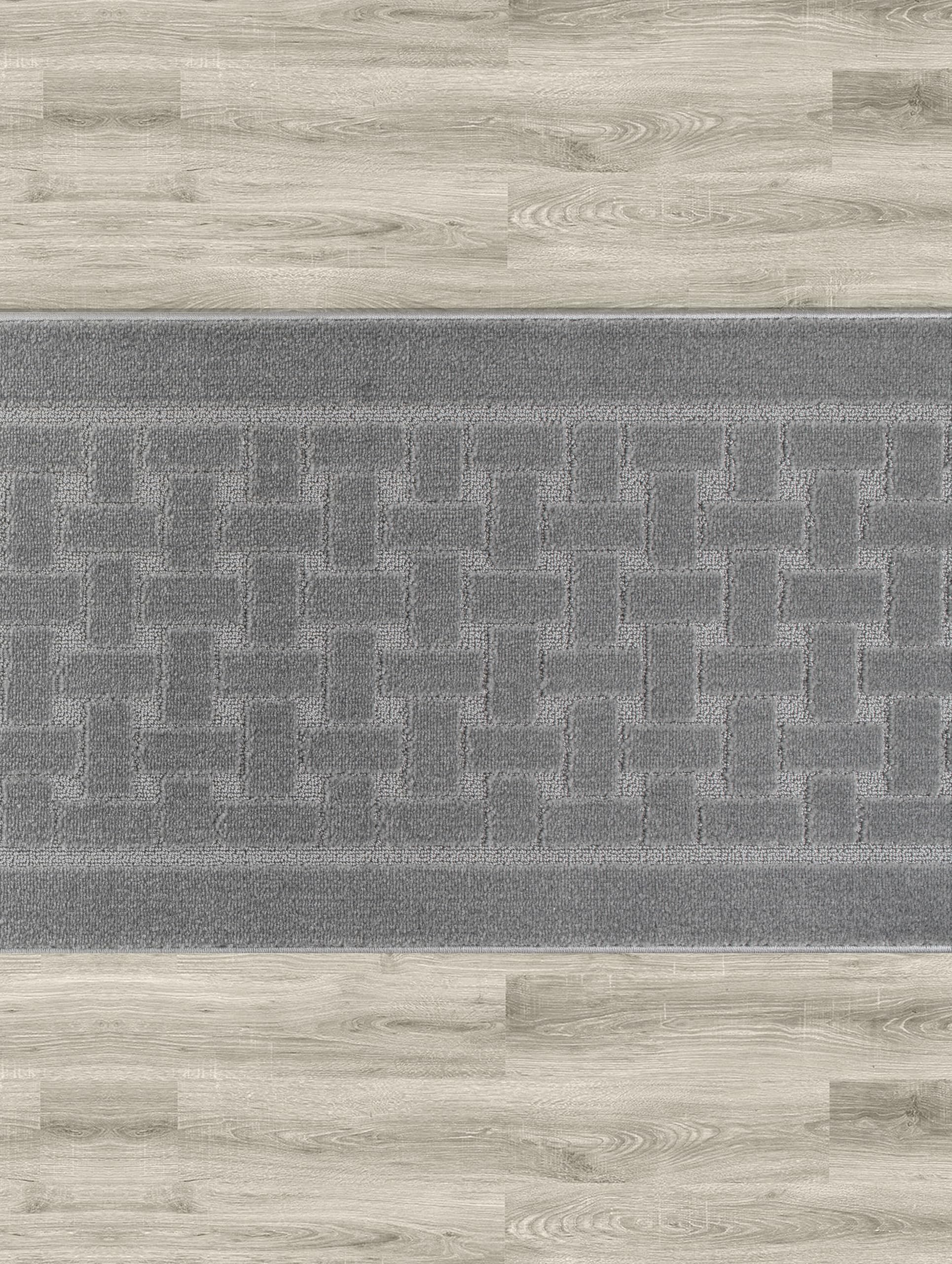 ORFA HOME 3 Foot Long Non-Slip, Washable Small Doormat with Rubber Backing, Custom Length, Basket Weave Pattern, Grey