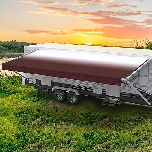 Miniatura 10 de ShadePro - Tela de repuesto para toldo de casa rodante, vinilo duradero para toldo de cámper (16 pies (tela de 15 pies 2 pulgadas), azul grisáceo en