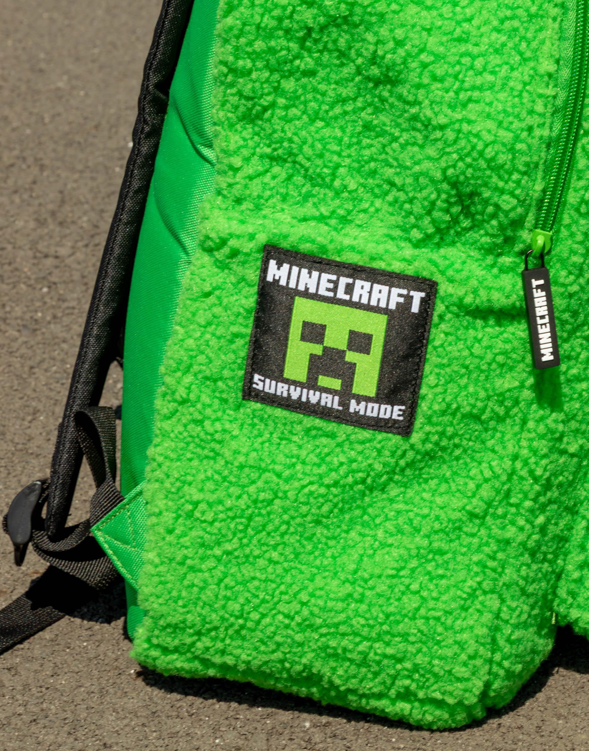 Minecraft Mochila Creeper unisex para niños, color verde | Material esponjoso con cierre de cremallera | Ideal para la vuelta al cole y para llevar libros | Merchandising