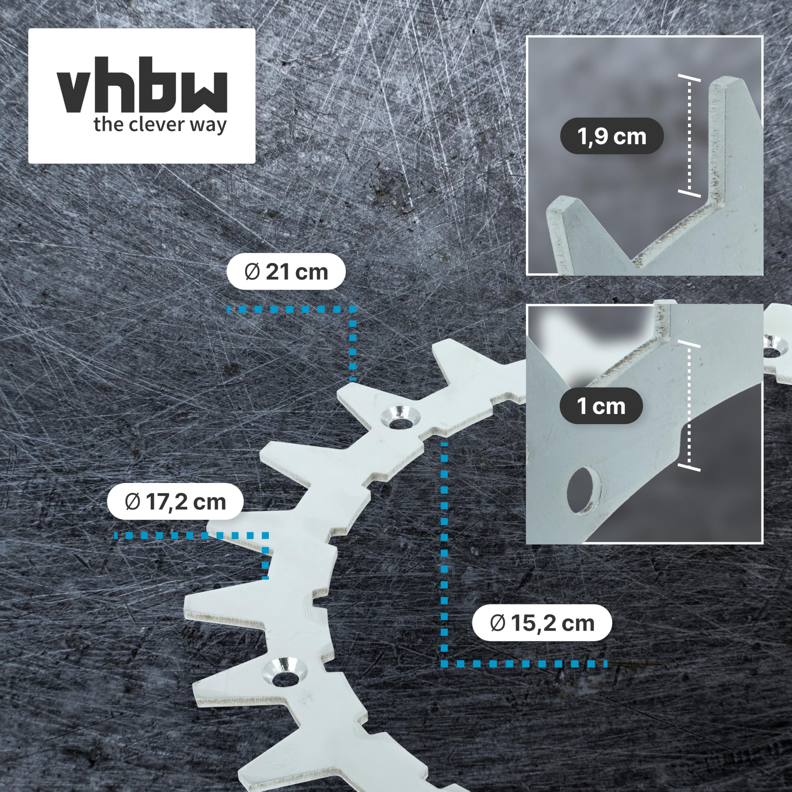 vhbw 4 x kolce kompatybilne z robotami koszącymi Worx M500 2.0, M700, M1000i, M1000, M500 - stal nierdzewna, 24 zęby, w zestawie śruby