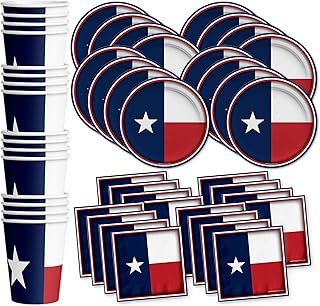 Texas State Flag Birthday Party Supplies Set Plates Napkins Cups Tableware Kit for 16