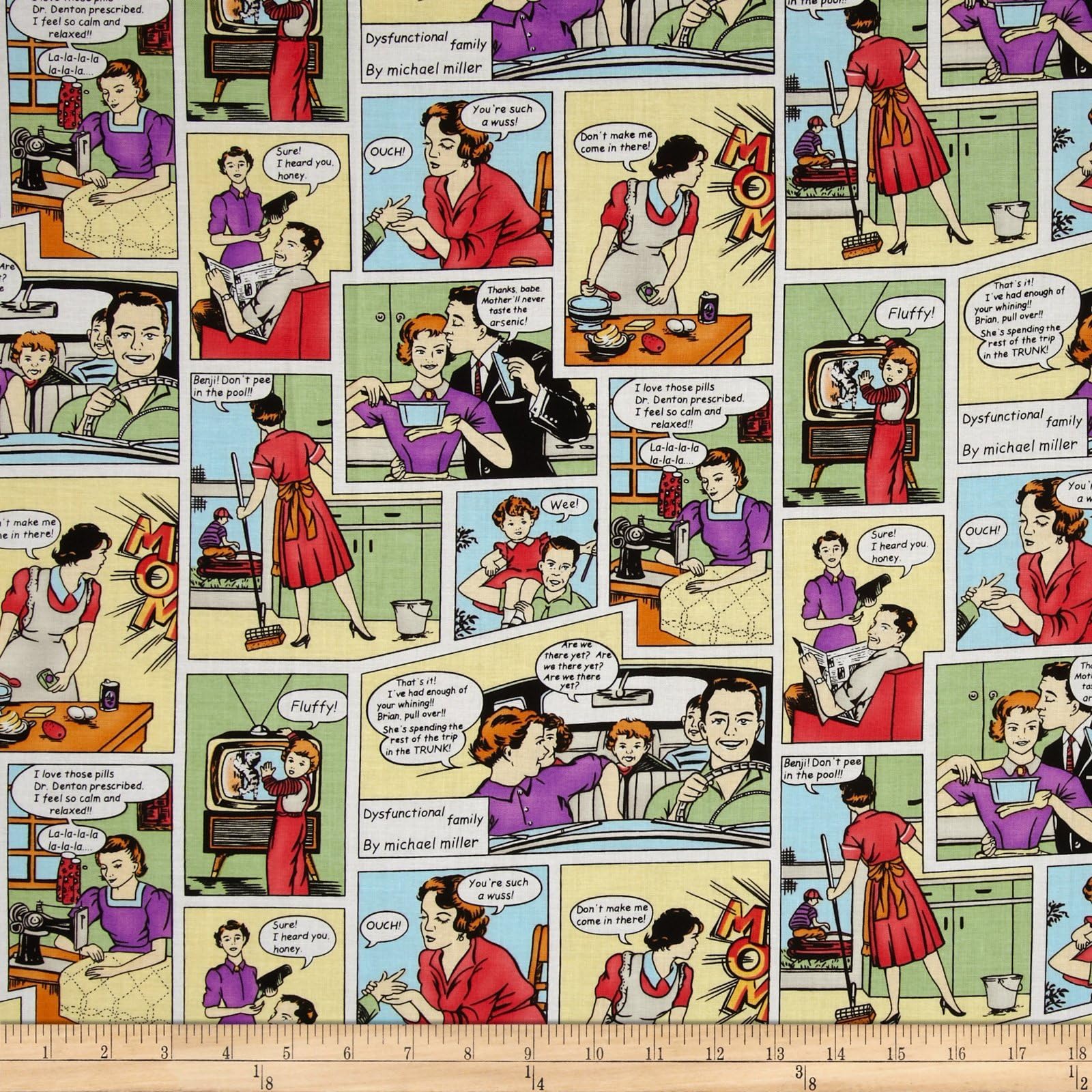 Michael Miller Dysfunctional Family Multi Fabric by the Yard