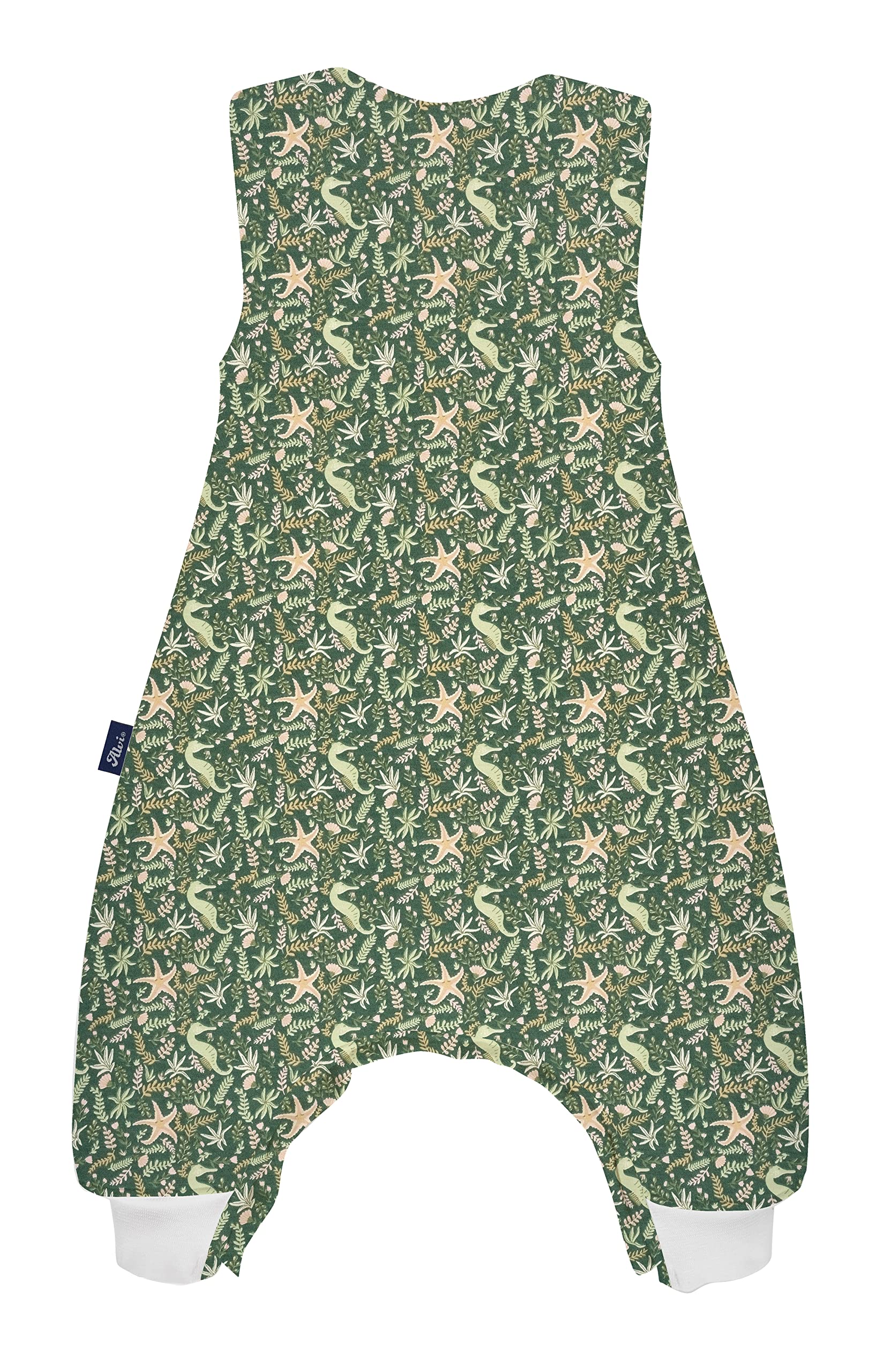Alvi Sleep-Overall Baby Schlafsack mit Füßen Kinderschlafsack aus Baumwolle (GOTS Underwater World, 90 cm)