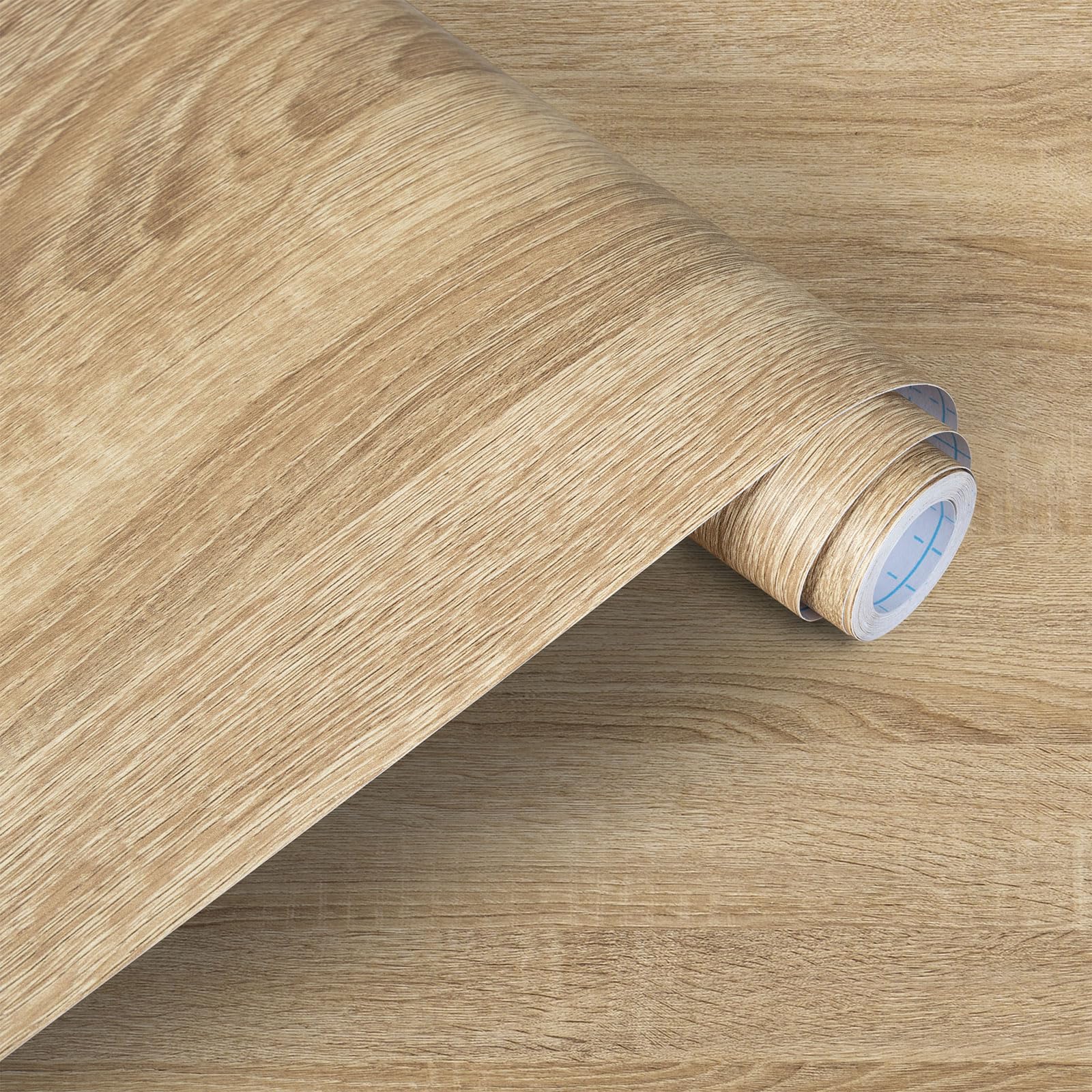 Alened Sticky Back Plastic Roll 90x500cm, Wood Effect Vinyl Wrap Self Adhesive Wallpaper, Brown Peel and Stick Waterproof Removable Vinyl Film for Kitchen Cupboard Furniture Wall