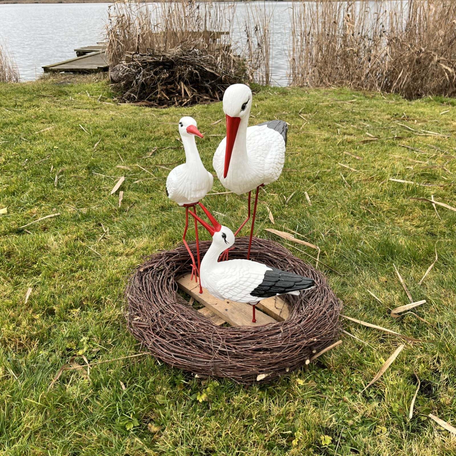 Nido de Cigüeña Jardín 3 Figura Cigüeña de plástico decoración