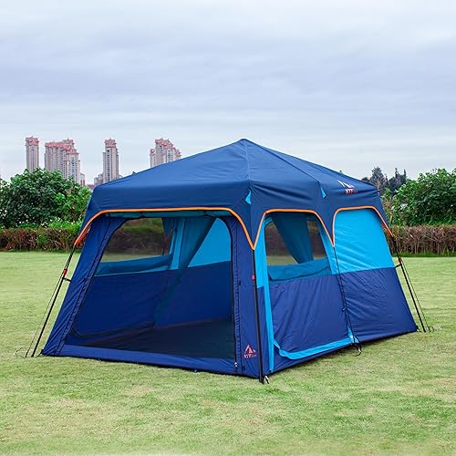 Miniatura 9 de KTT Large Tent 6-8 Person,Family Cabin Tents,Instant,2 Rooms,3 Doors and 3 Windows with Mesh,Straight Wall,Waterproof,Double Layer,Big Tent for