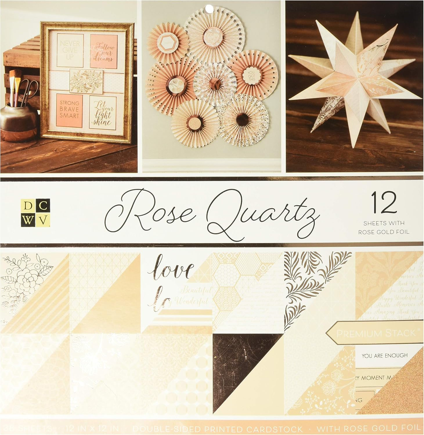 DCWVE DCWV Premium Stack-12 x 12-Double-Sided Quartz-Rose Gold Foil-36 Seat PS-005-00561, 12" x 12"
