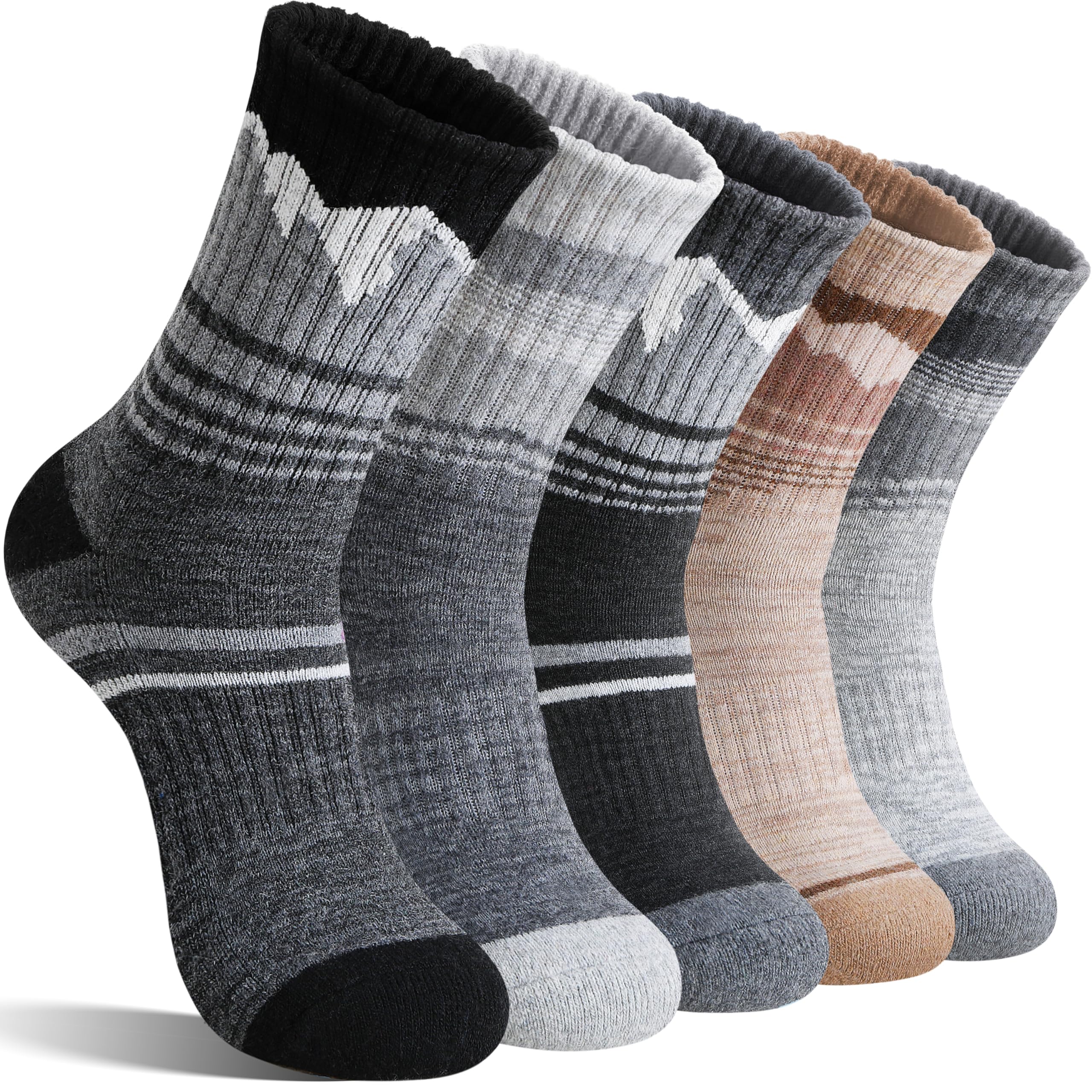 Sandsuced Merino Wandersocken für Damen,Wolle Thermosocken, Atmungsaktive Wintersocken,Warme Merino Wollsocken Socken 5 Paar