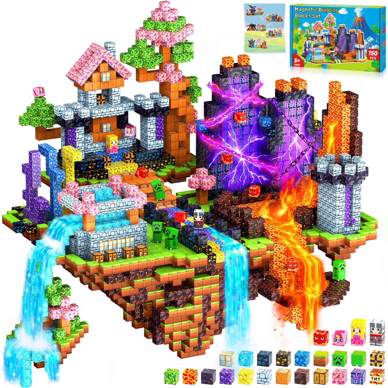 iKidiki 150 mattoncini magnetici, giocattoli a partire da 3, 4, 5, 6, 7 anni, giocattoli magnetici, per bambini dai 3 ai 9 anni, regalo creativo STEM, regalo di Pasqua