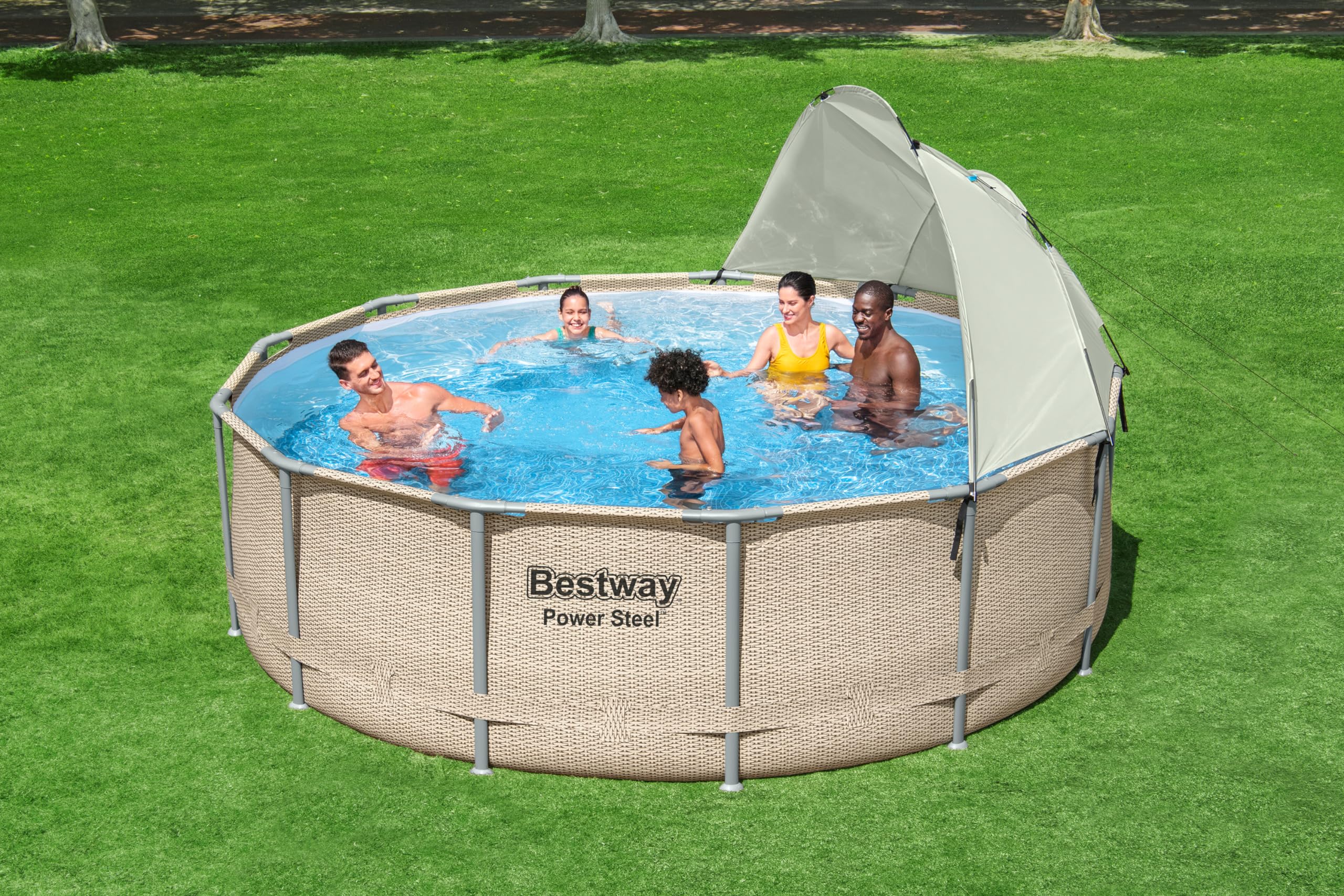 BESTWAY - Auvent pour piscine ronde - Diametre entre 305 cm et 549 cm - Gris