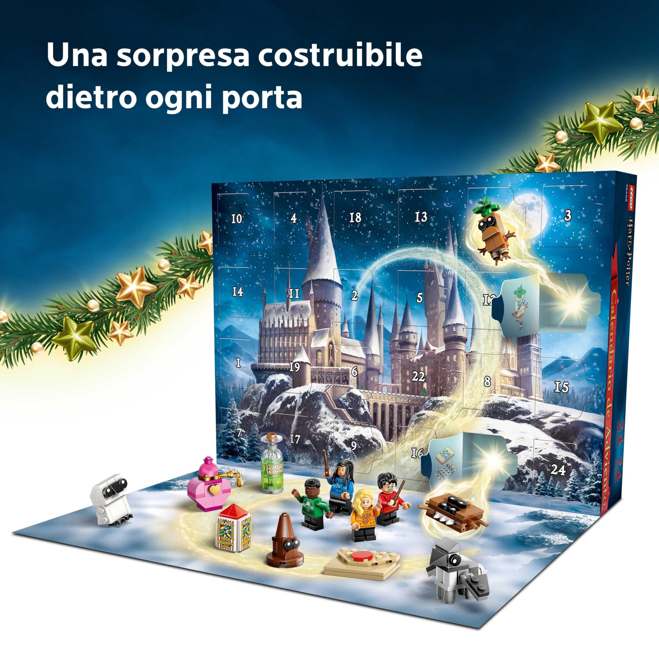LEGO Harry Potter Calendario dell'Avvento 2025 per Bambini e Bambine da 7 Anni - Gioco per il Conto alla Rovescia di Natale con 24 Sorprese tra cui 8 Minifigure e Mini Modelli - Idea Regalo - 76456