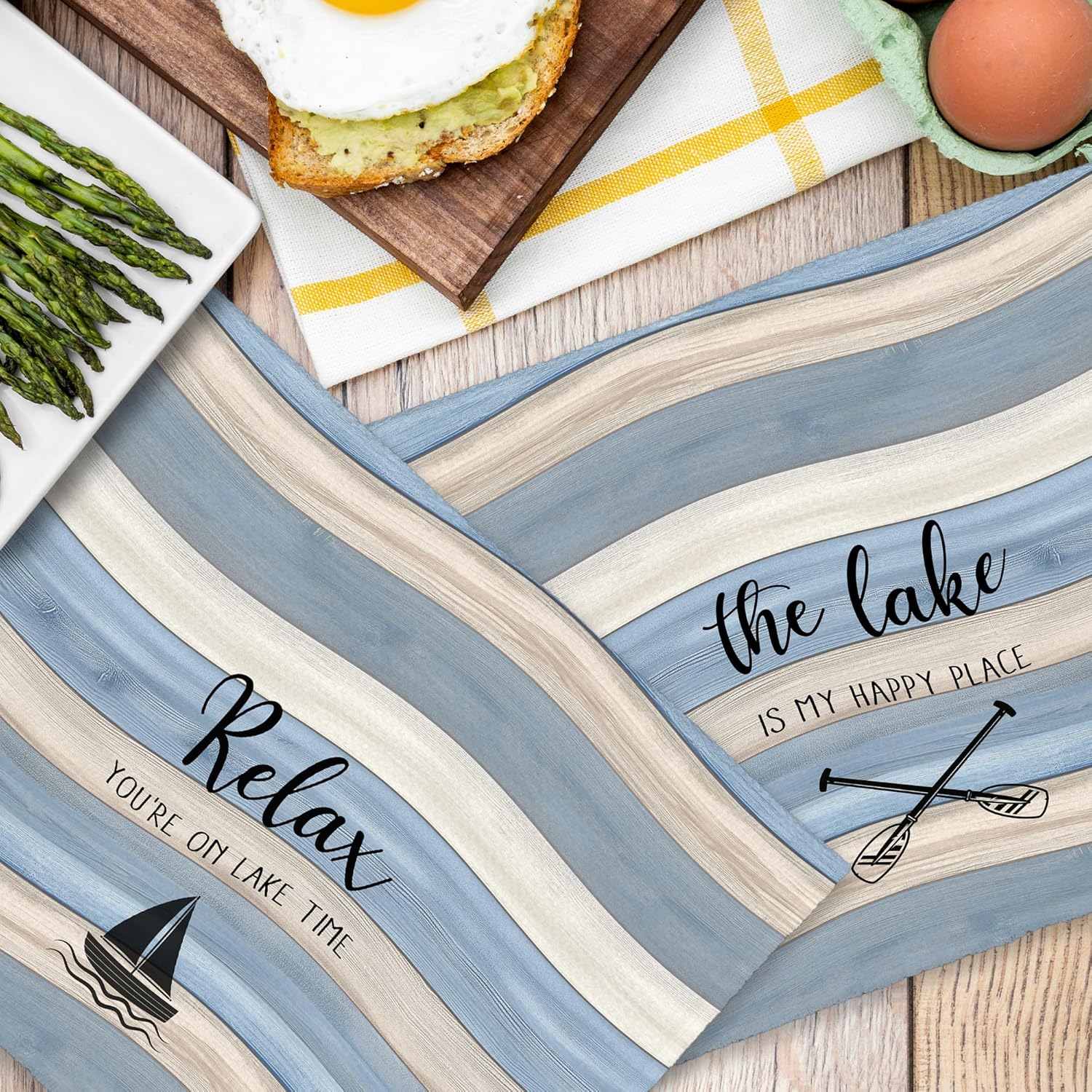 Lake Boat Kitchen Towels Gifts Set of 2, Funny Paddles Oars Hand Towels for Bathroom, Rustic Decorative Dish Towels Decor for Lake House 16x24in - Image 6