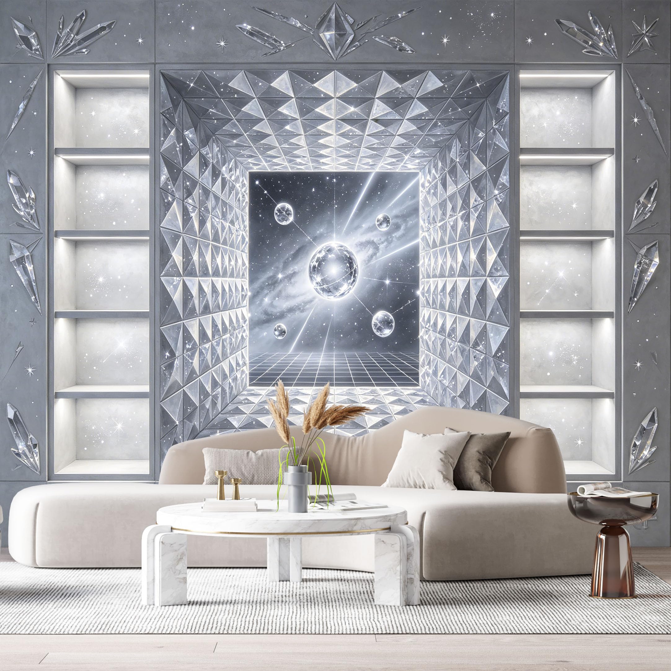 Custom Size Wall Murals Geometric Tunnel Cosmic Portal 3D Trompe L'Oeil SelfAdhesiveWall Fabric Removable Wallpaper Wall Decor for Living Room Bedroom Bathroom