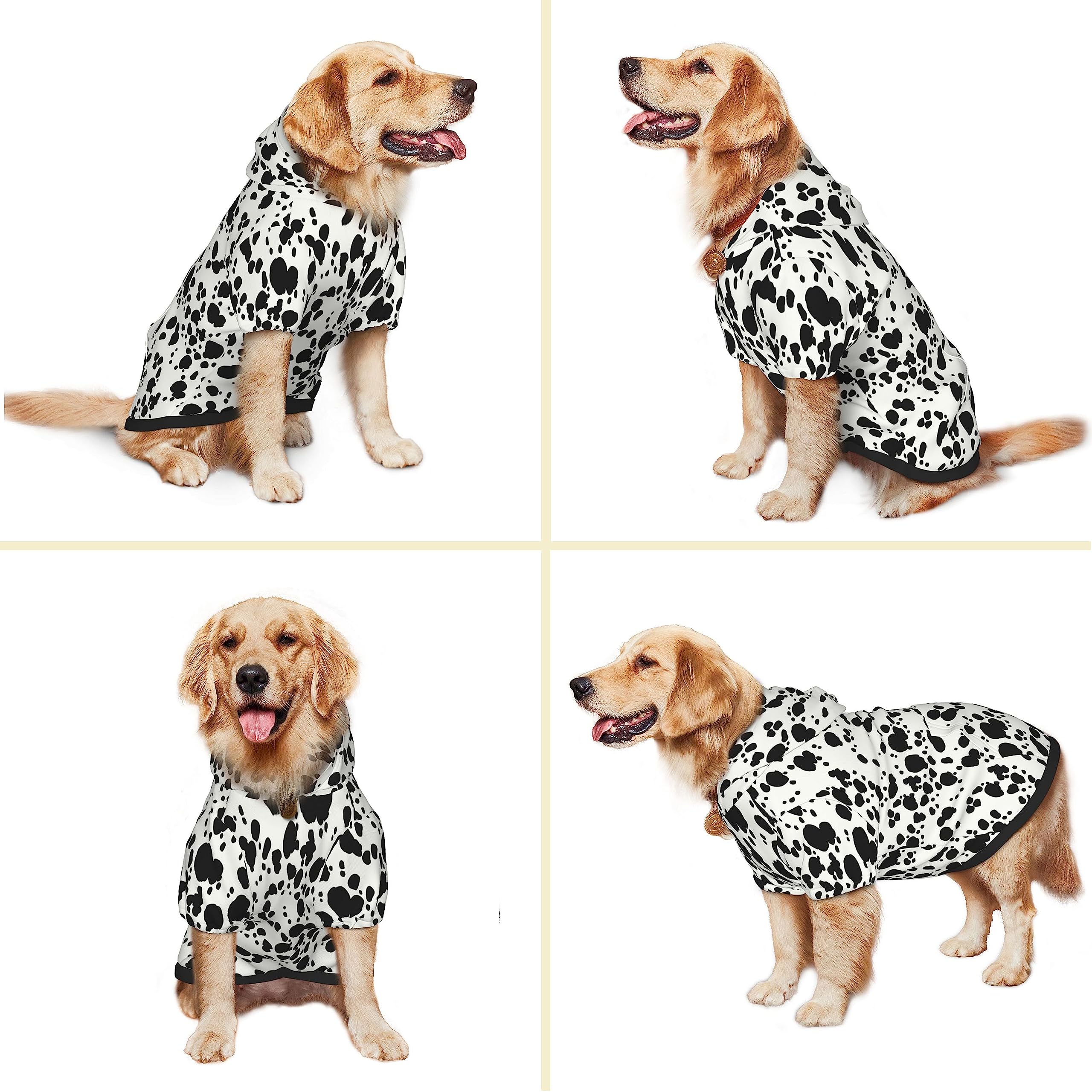 Disfraz de perro dálmata de Halloween, ropa de invierno con estampado de dálmatas, suéteres para Halloween, cosplay, otoño, mascotas, sudaderas con capucha de invierno con bolsillo para perros