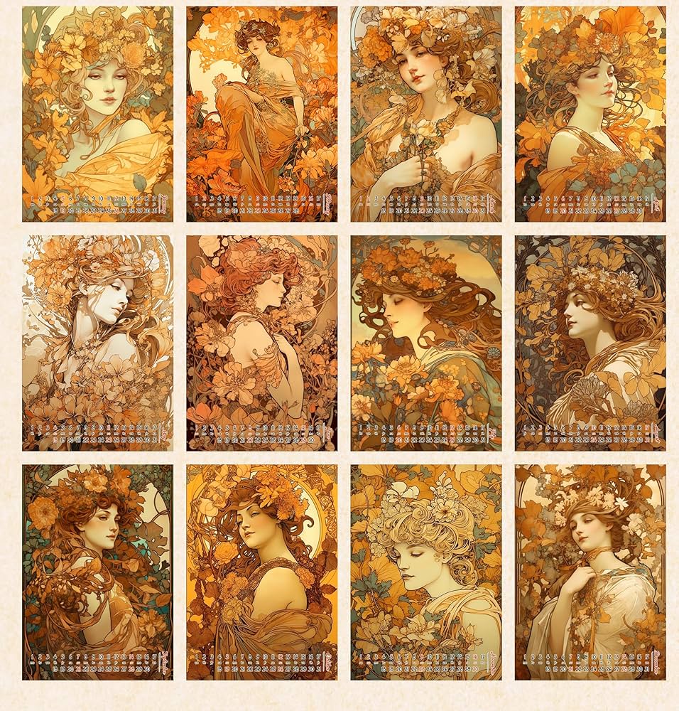 仏教の神々・グル達の壁掛けポスターカレンダー 12ページ　年代不明 仏教の神々・グル達の壁掛けポスターカレンダー 12ページ 年代不明