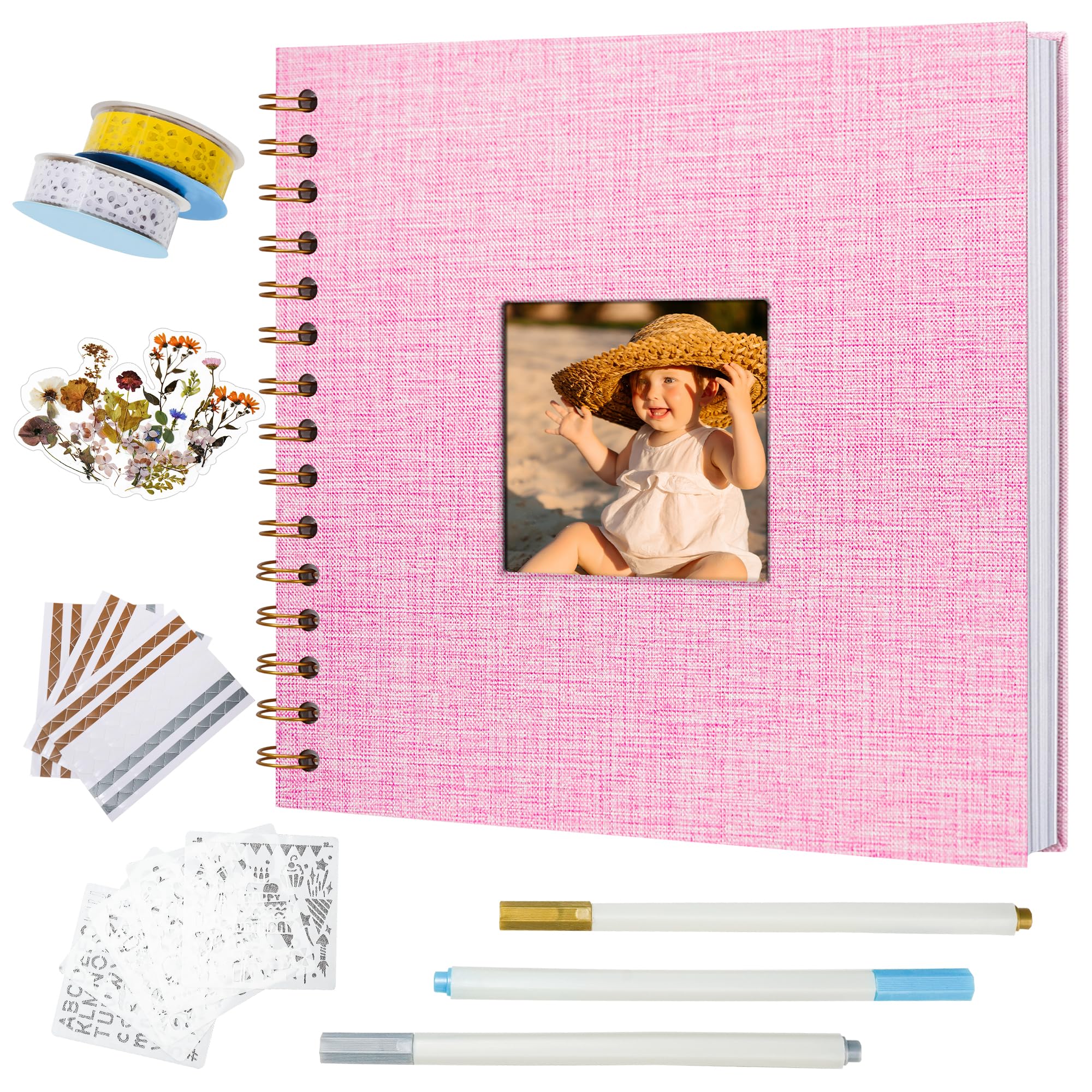 Vienrose Scrapbook Album - Linen Cover & Supplies -9