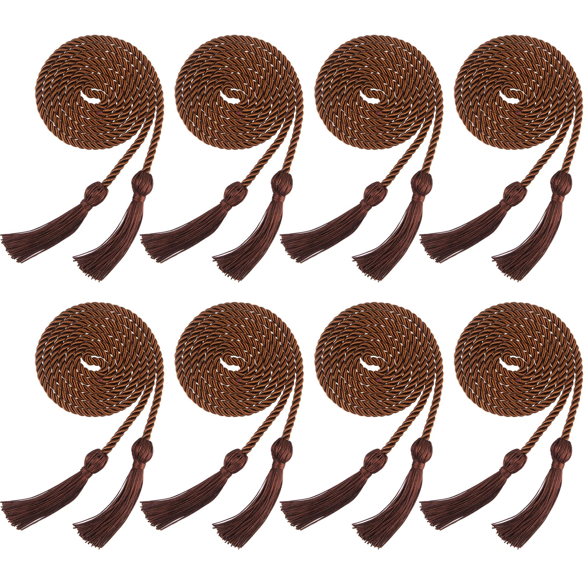 Trounistro 8 Pieces Graduation Cords Yarn Honor Cords with Tassel for College Graduation Students (Brown)