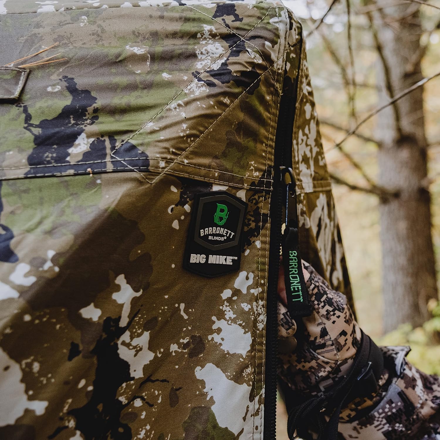 Barronett Blinds Big Mike, Portable Hunting Blind, Tall Hub Blind, Shoot While Standing, Low Profile Windows, 2-Person, Crater Thrive, 80” x 75” x 75”, BM300CT