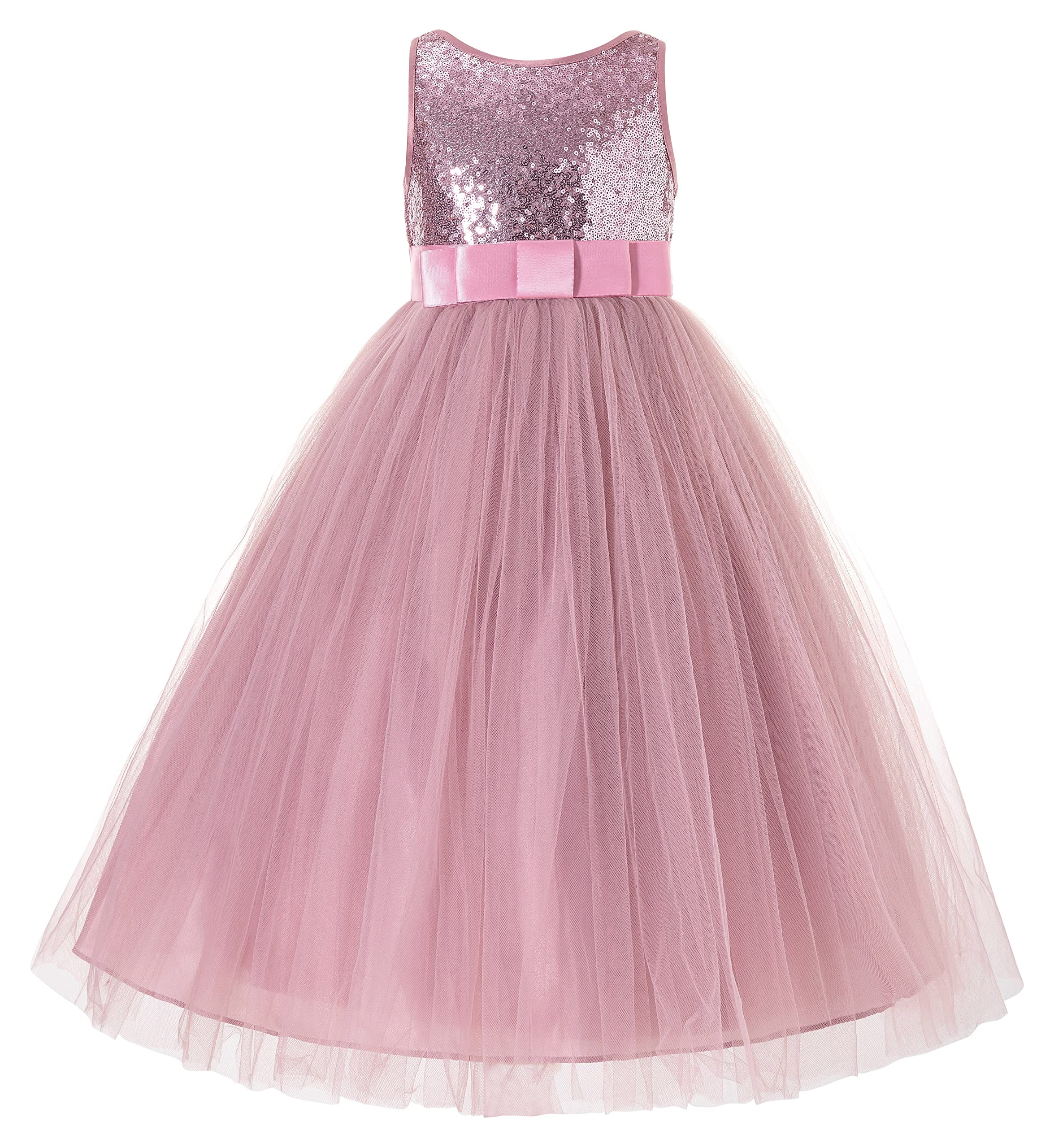 ekidsbridal Sequin V-Back Junior Flower Girl Dress Christening Gown Communion Baptism LG1 12