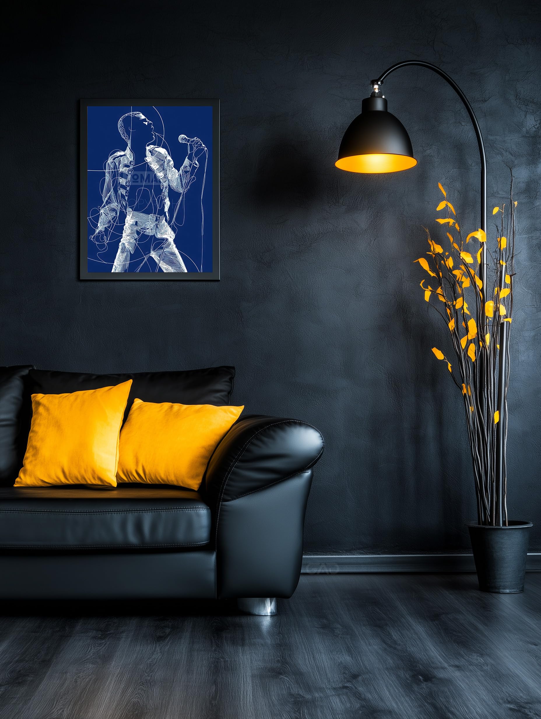 Tomaok® - Poster Stampa poster d'arte (cornice non fornita) Freddie Mercury star rock della band Queen, decorazione interna, disegno a tratto continuo, linee