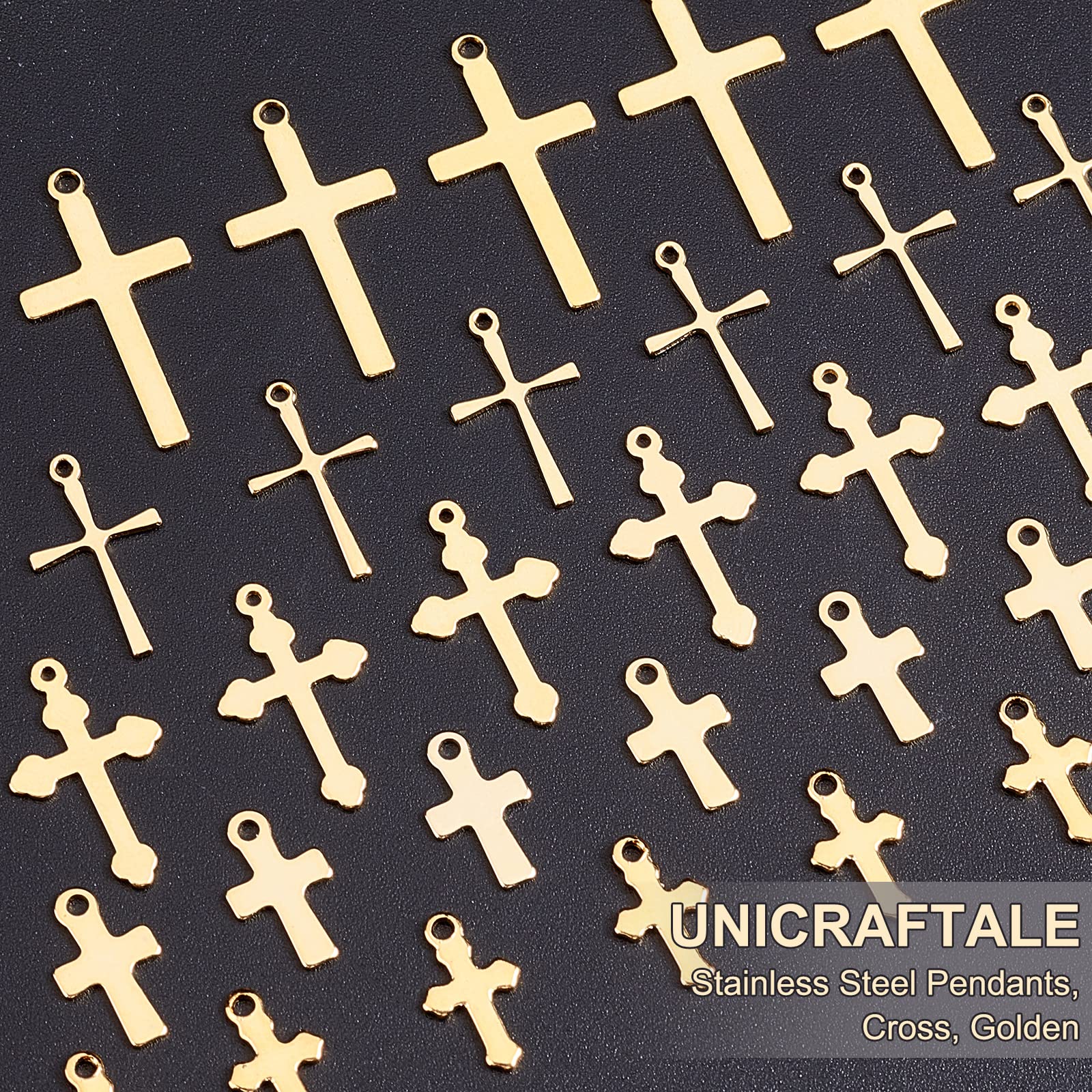 Amazon.co.jp: [UNICRAFTALE] 50個 5種 クロス チャーム ステンレス  