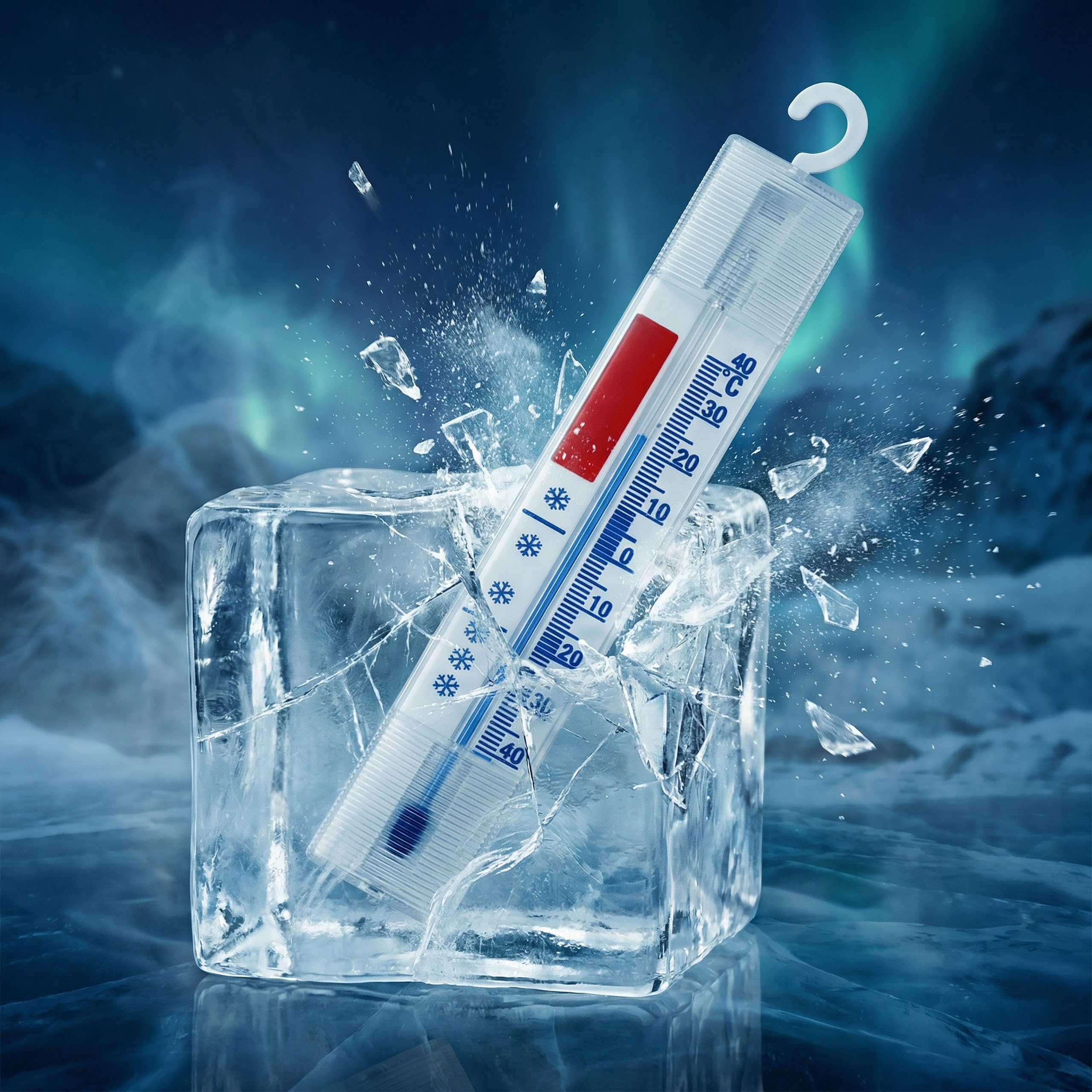 Lantelme 5 Stück Kühlschrankthermometer Set Temperatur + - 40°C Analog | Thermometer mit Haken zum Aufhängen | Für Gefrierschrank Kühltheke und Gefriertruhe | Deutsche Herstellung