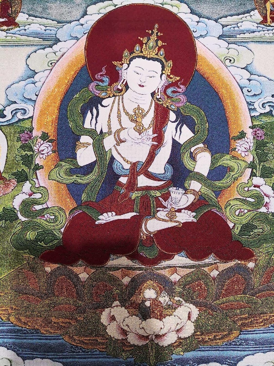 Tangka Wandteppiche, buddhistische Wandteppiche, Seidenstickerei TibetTibet tibetanisches Tuch Seide Buddhismus Vajrasattva Buddha Tangka Thangka Wandgemälde Fengshui Wandbehang for Heimdekoration Wan
